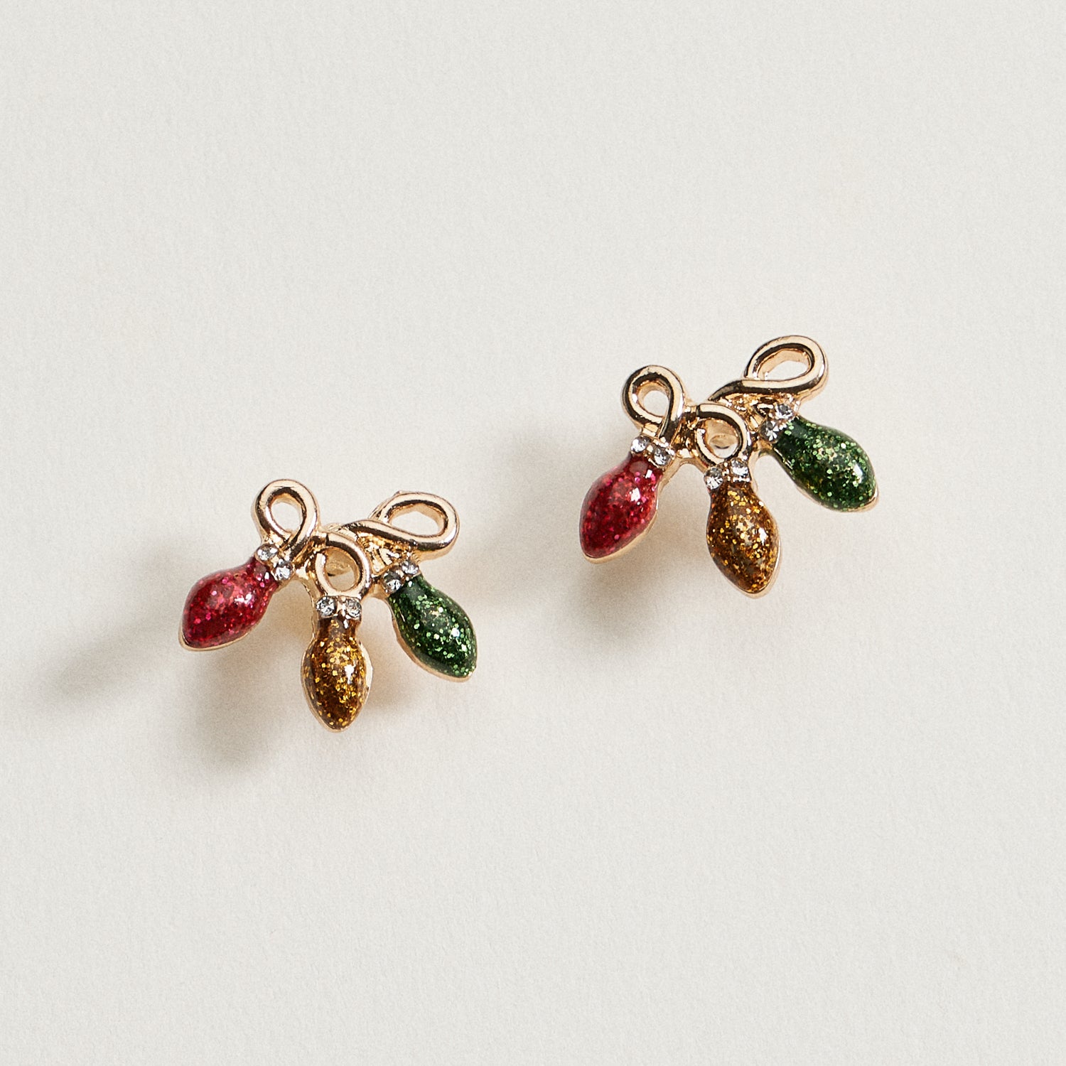 Glitter Christmas Light Stud Earrings