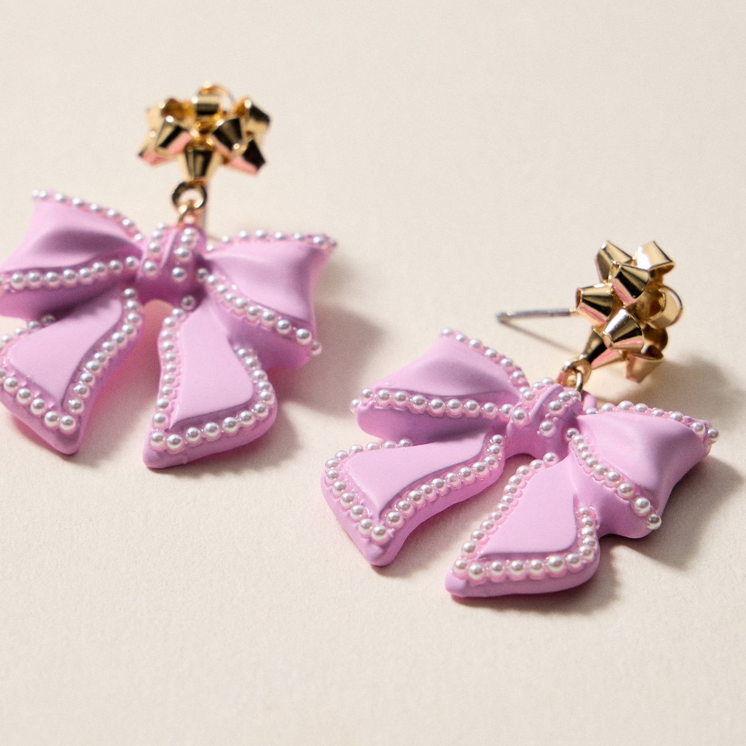 Christmas Bow Enamel Dangling Earrings