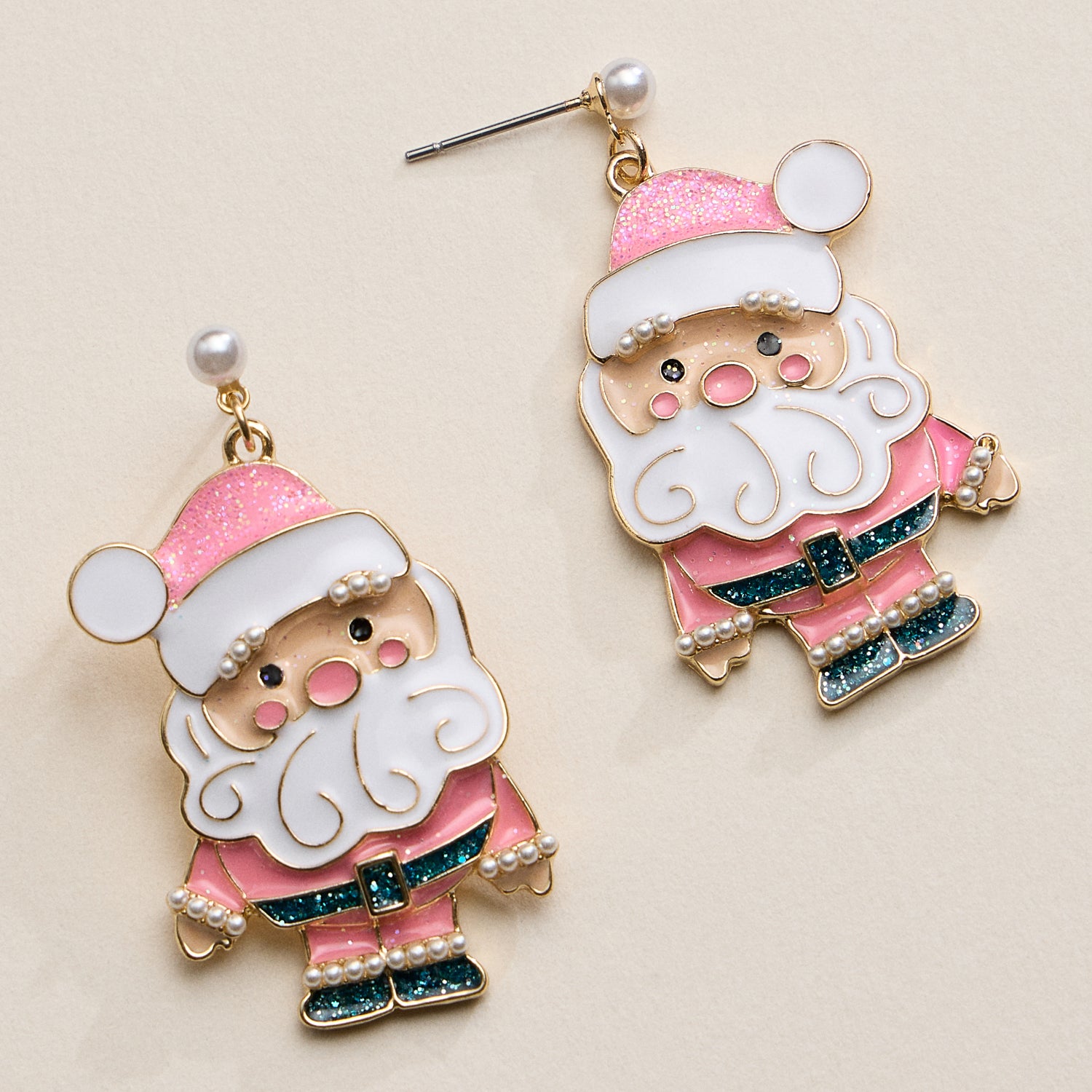 Pink Santa Claus Drop Earrings