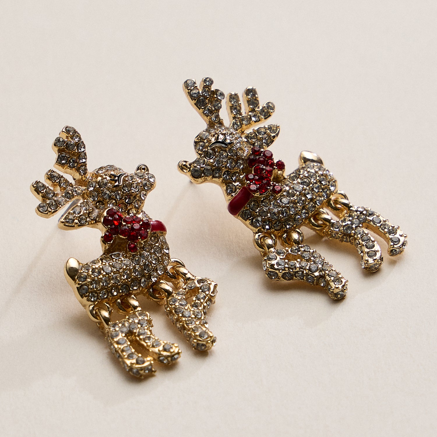 Crystal Reindeer Christmas Earrings