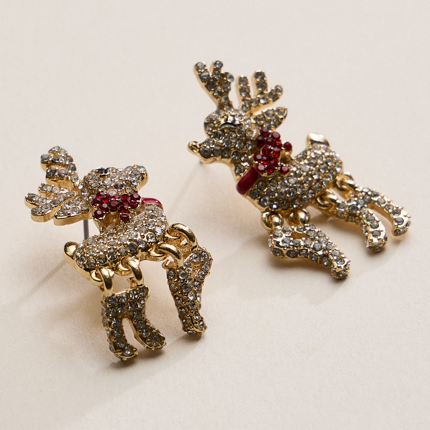 Crystal Reindeer Christmas Earrings