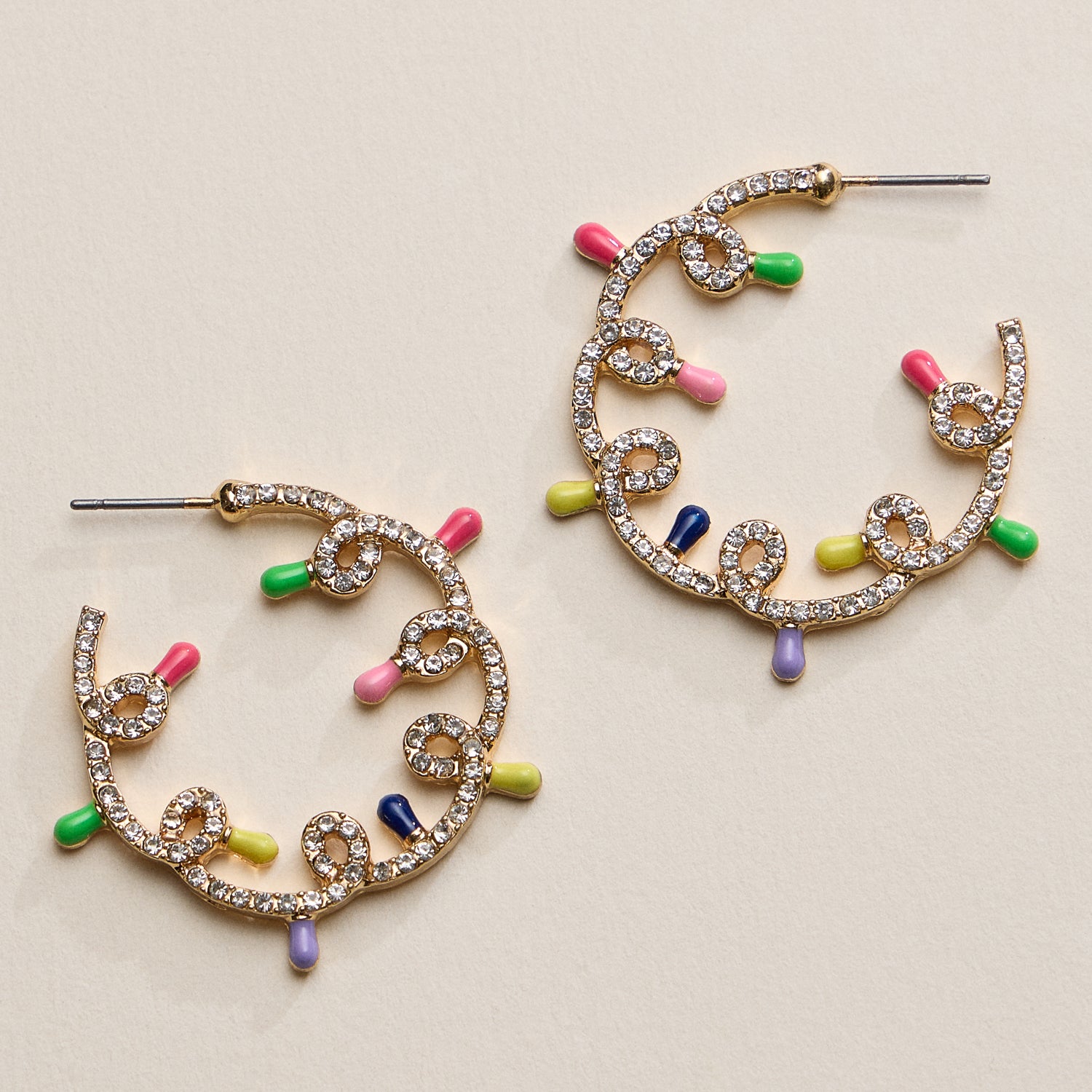 Christmas Lights Hoop Earrings – Festive Holiday Jewelry