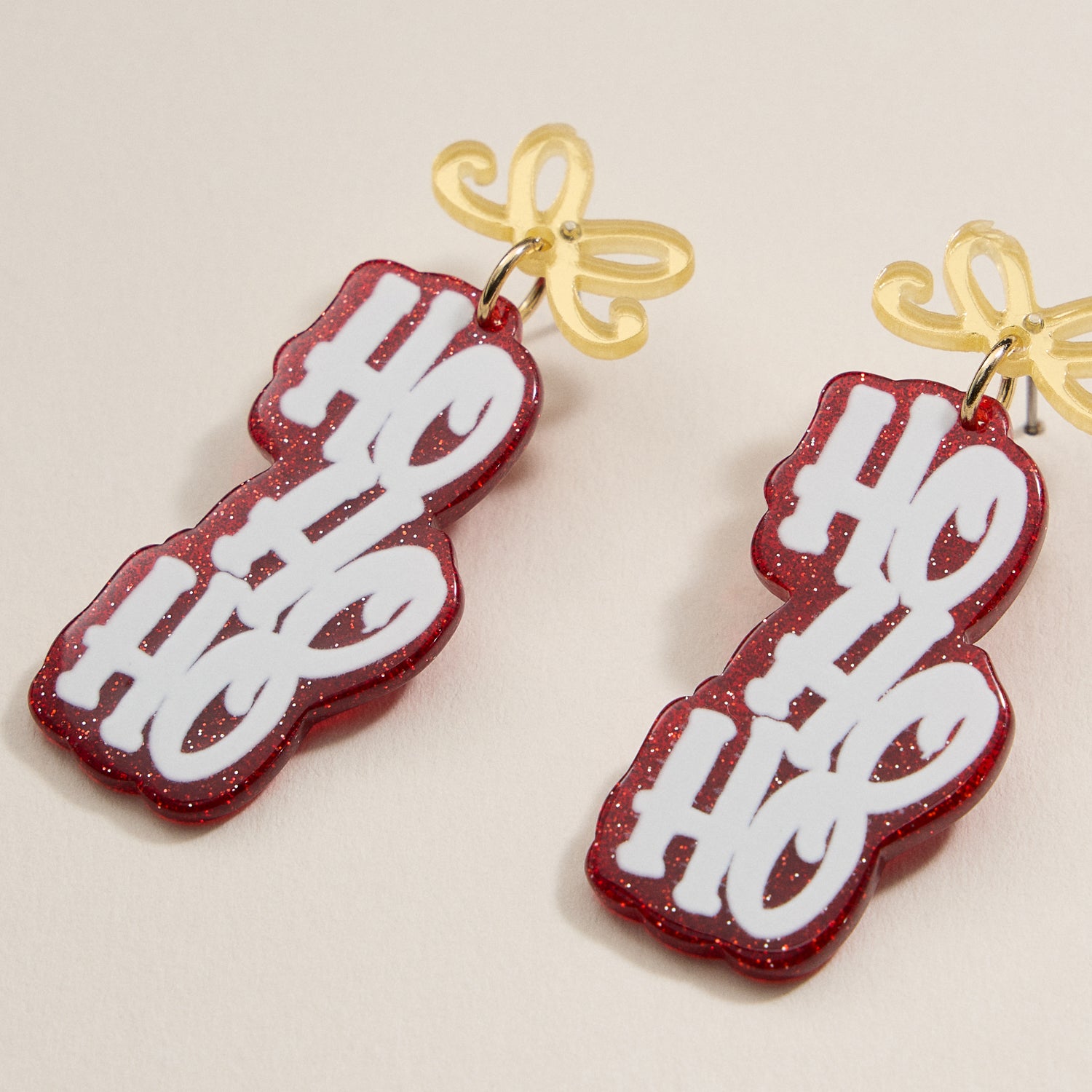 Festive “Ho Ho Ho” Acetate Holiday Drop Earrings