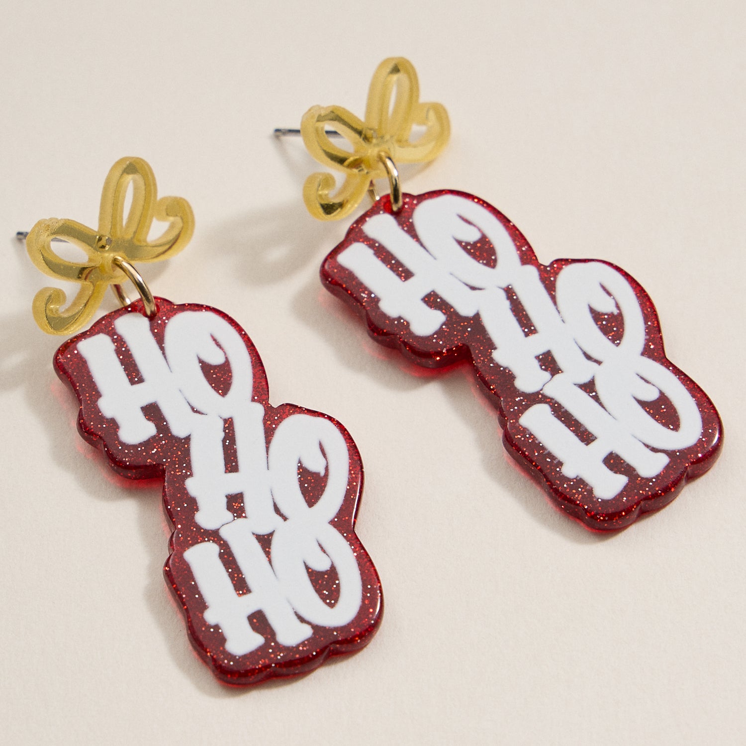 Festive “Ho Ho Ho” Acetate Holiday Drop Earrings