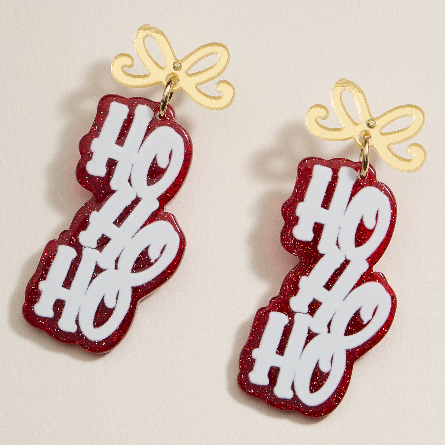 Festive “Ho Ho Ho” Acetate Holiday Drop Earrings