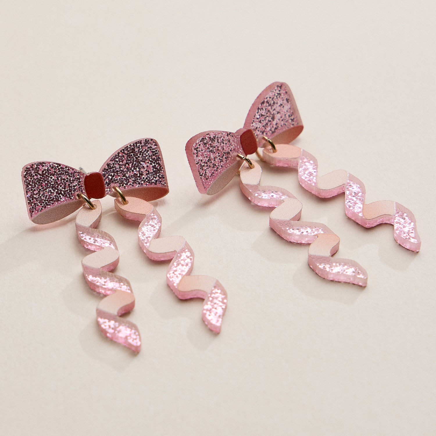 Glitter Bow Ribbon Earrings – Festive Statement Jewelry