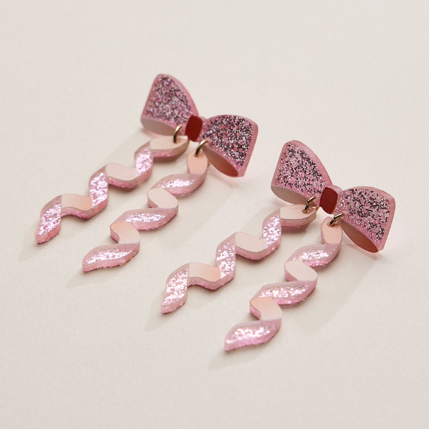 Glitter Bow Ribbon Earrings – Festive Statement Jewelry