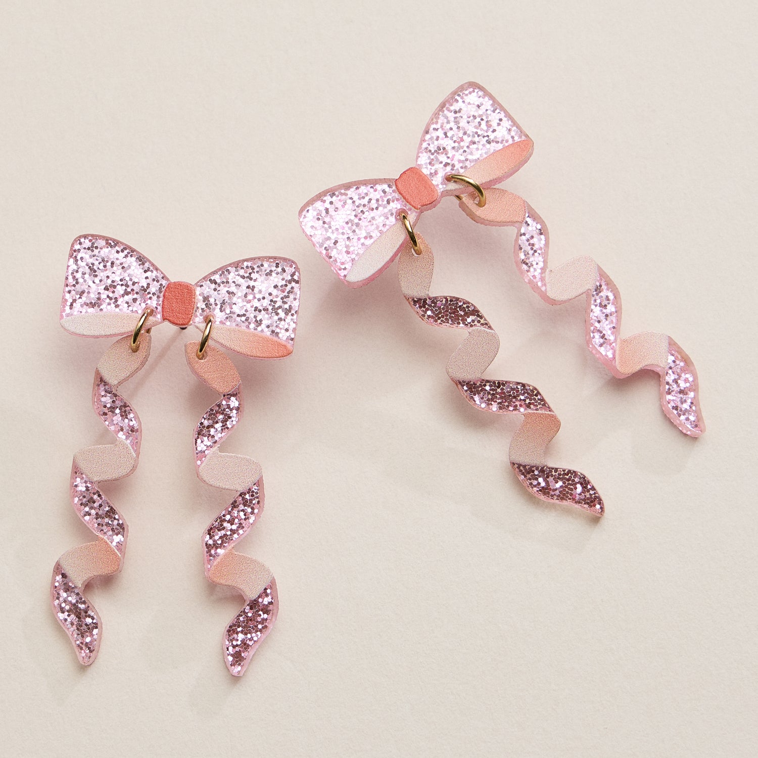 Glitter Bow Ribbon Earrings – Festive Statement Jewelry