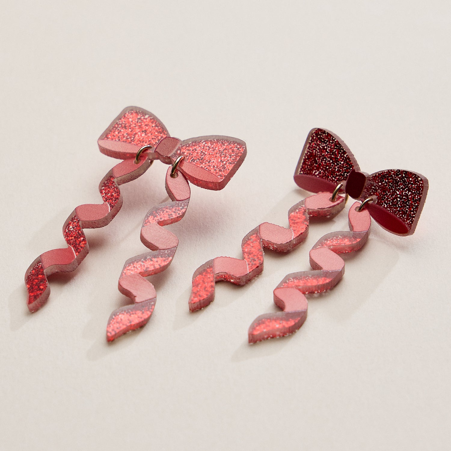 Glitter Bow Ribbon Earrings – Festive Statement Jewelry