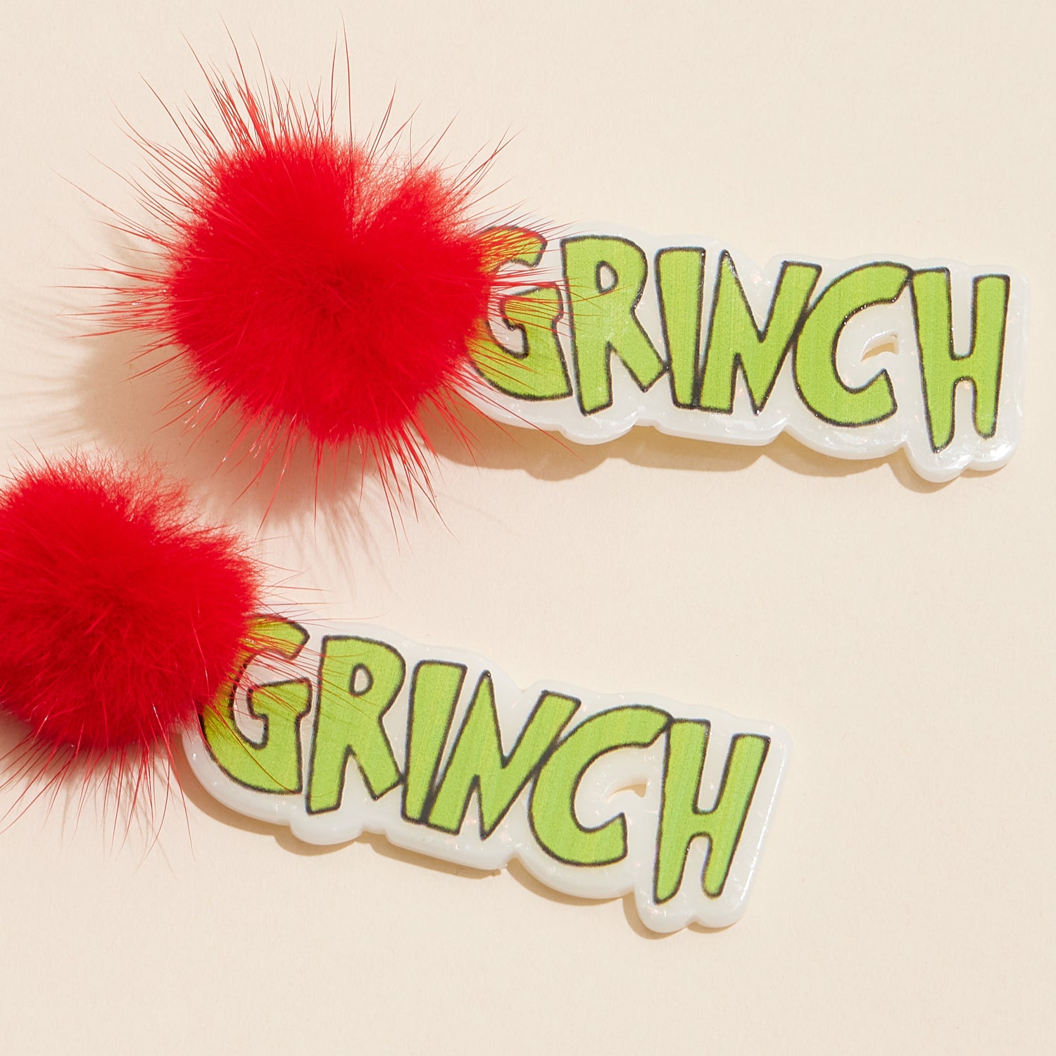 Playful Green Monster & Pom-Pom Holiday Drop Earrings