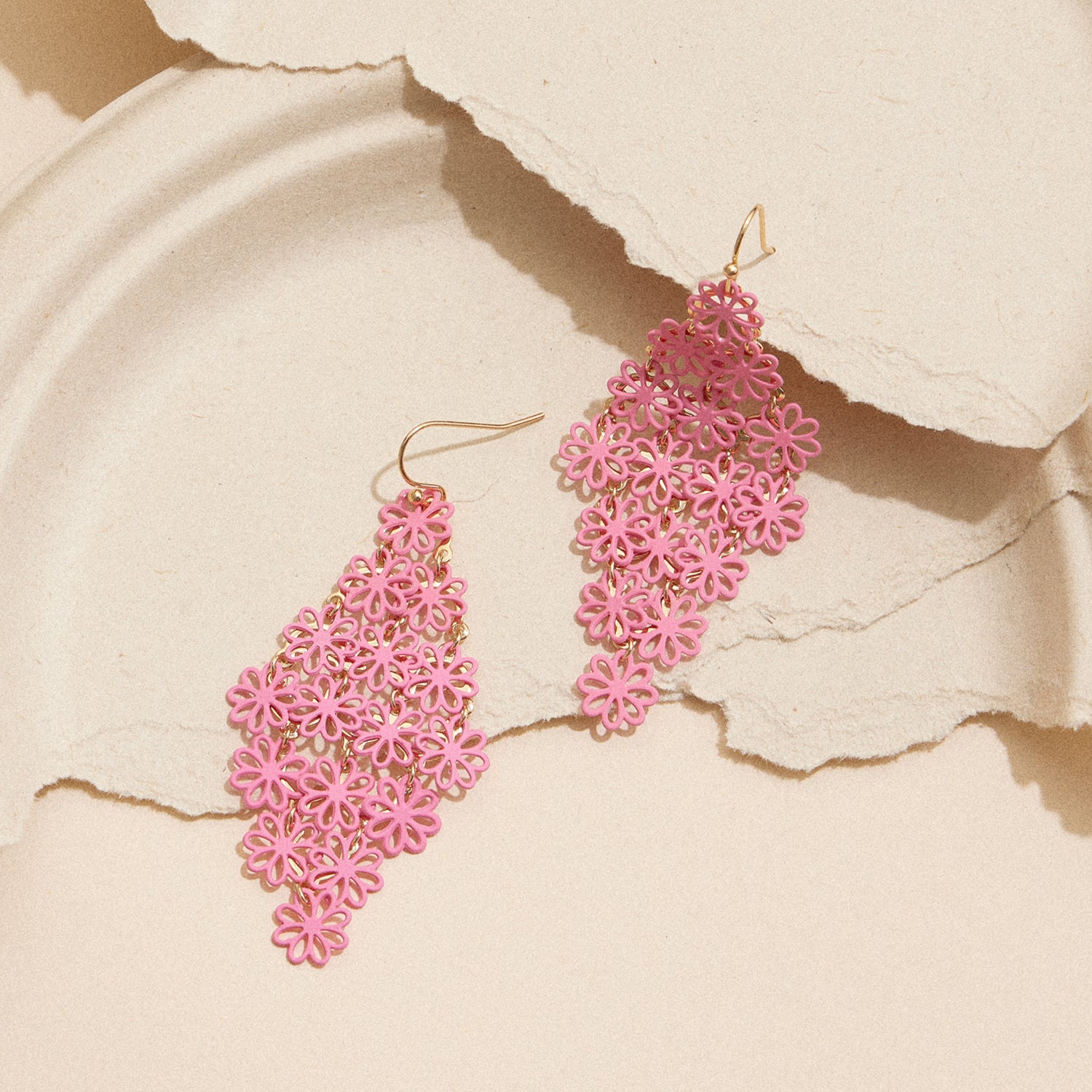 Elegant Wooden Filigree Earrings with Floral Drop Design - Frem