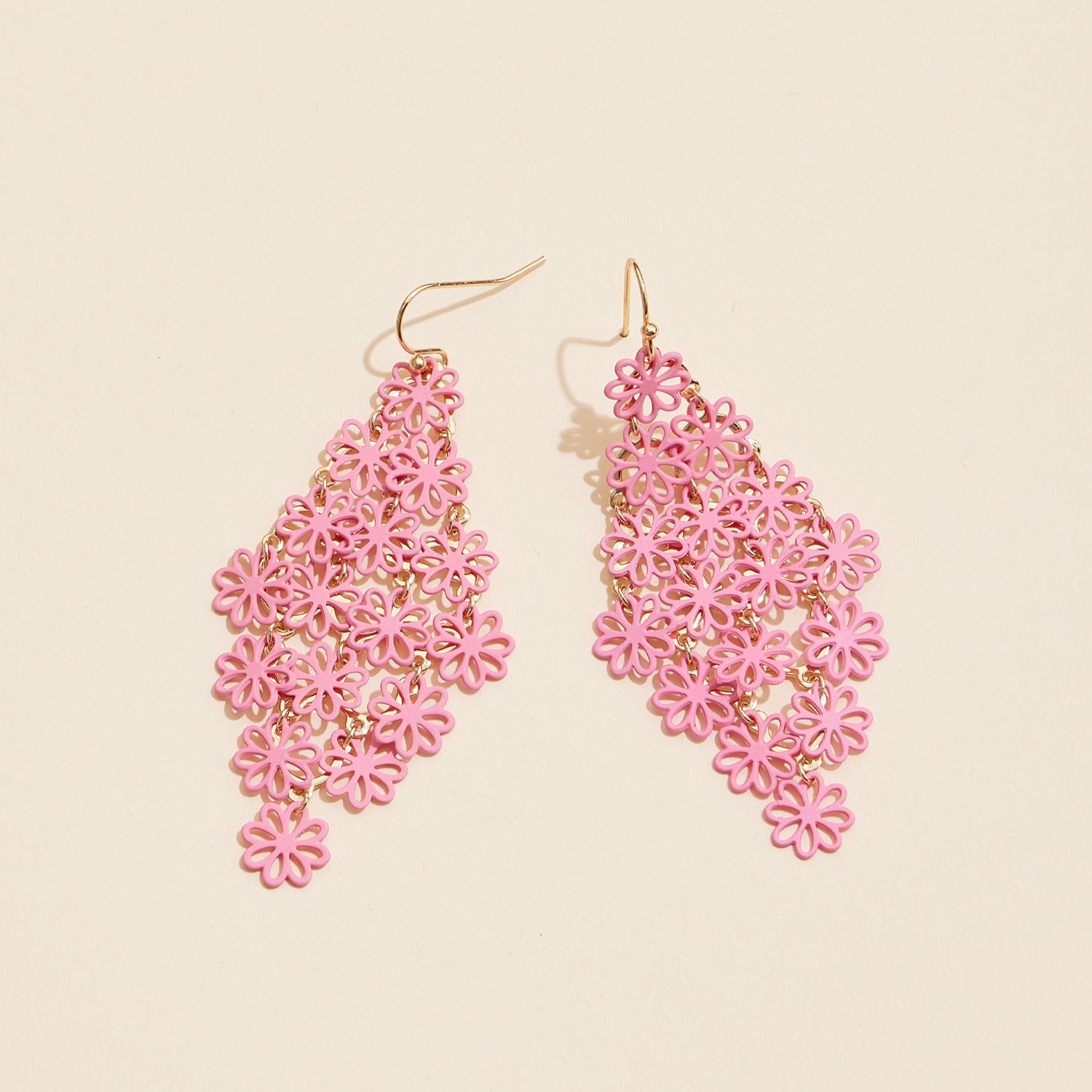 Elegant Wooden Filigree Earrings with Floral Drop Design - Frem