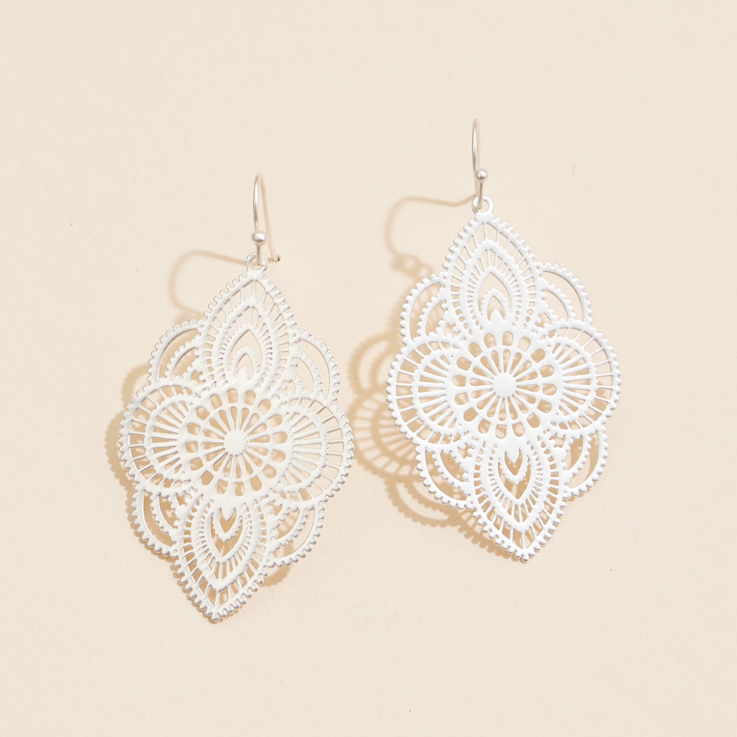 Moroccan-Inspired Filigree Earrings – Gold and Silver Hammered Design - Frem