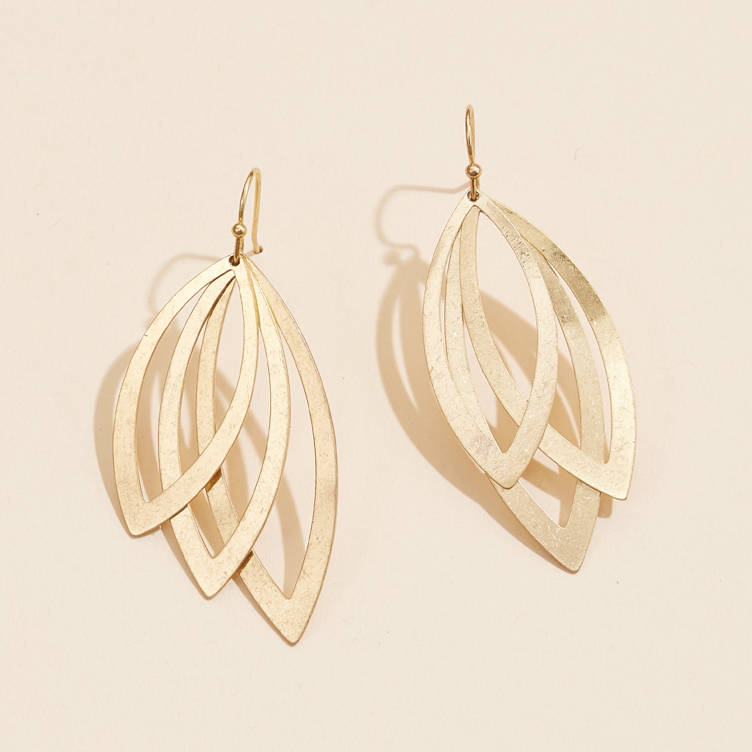 Elegant Layered Leaf Earrings in Gold & Silver Tones