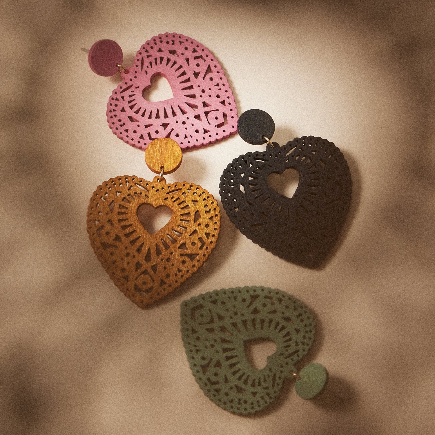 Boho Colorful Heart-Shaped Filigree | Earrings