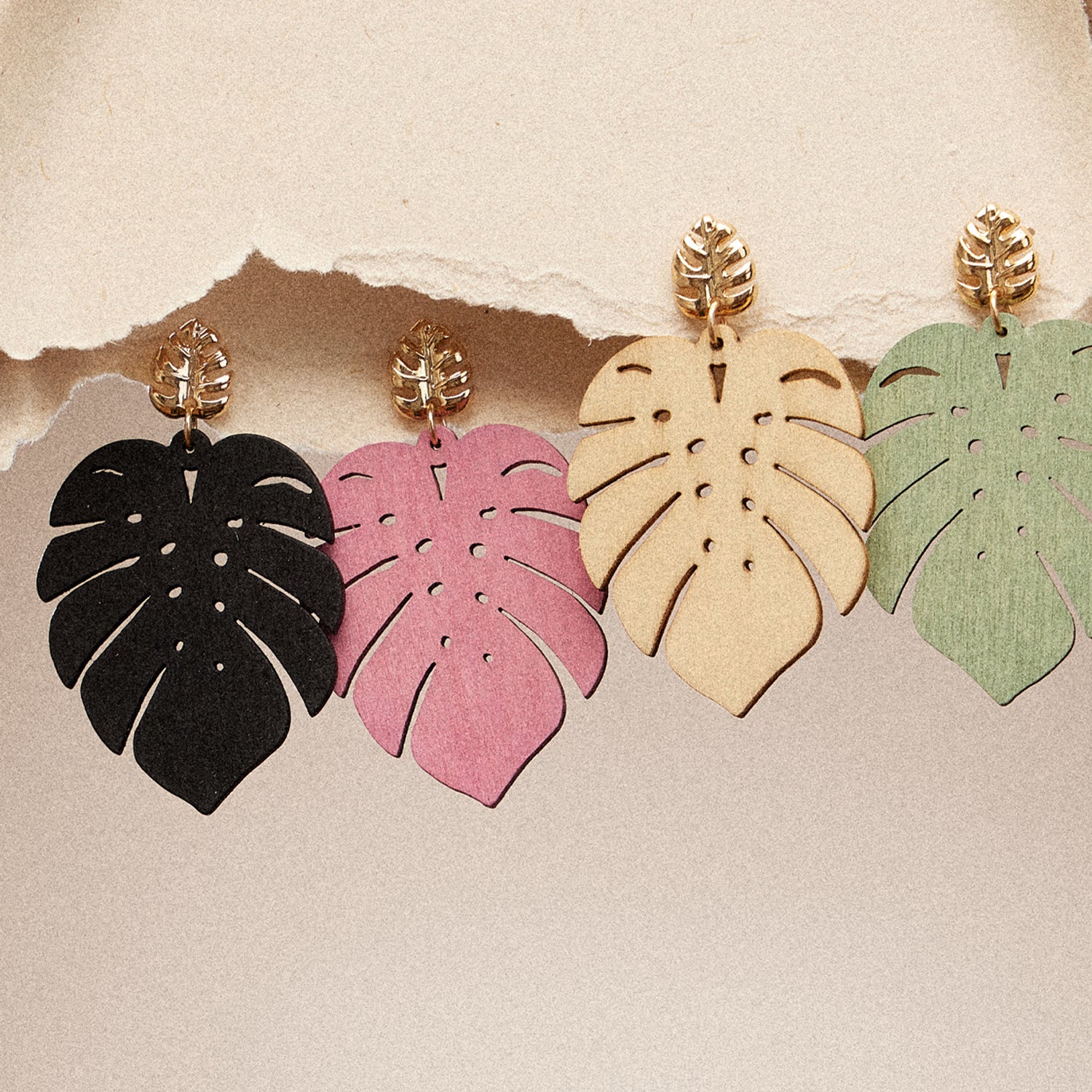 Bold Tropical Leaf Earrings in Vibrant Colors - Frem