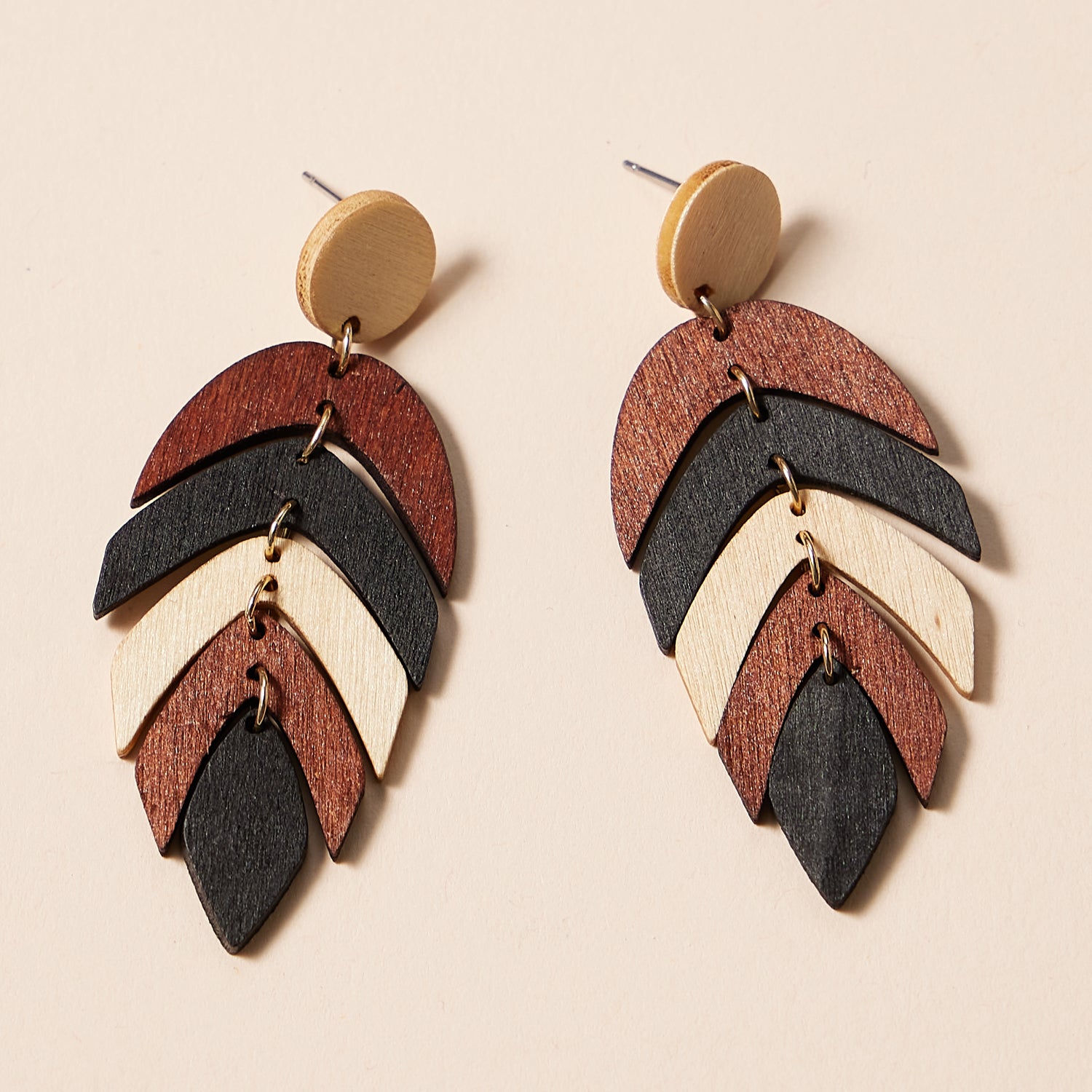 Nature-Inspired Layered Leaf | Earrings in Earthy Tones