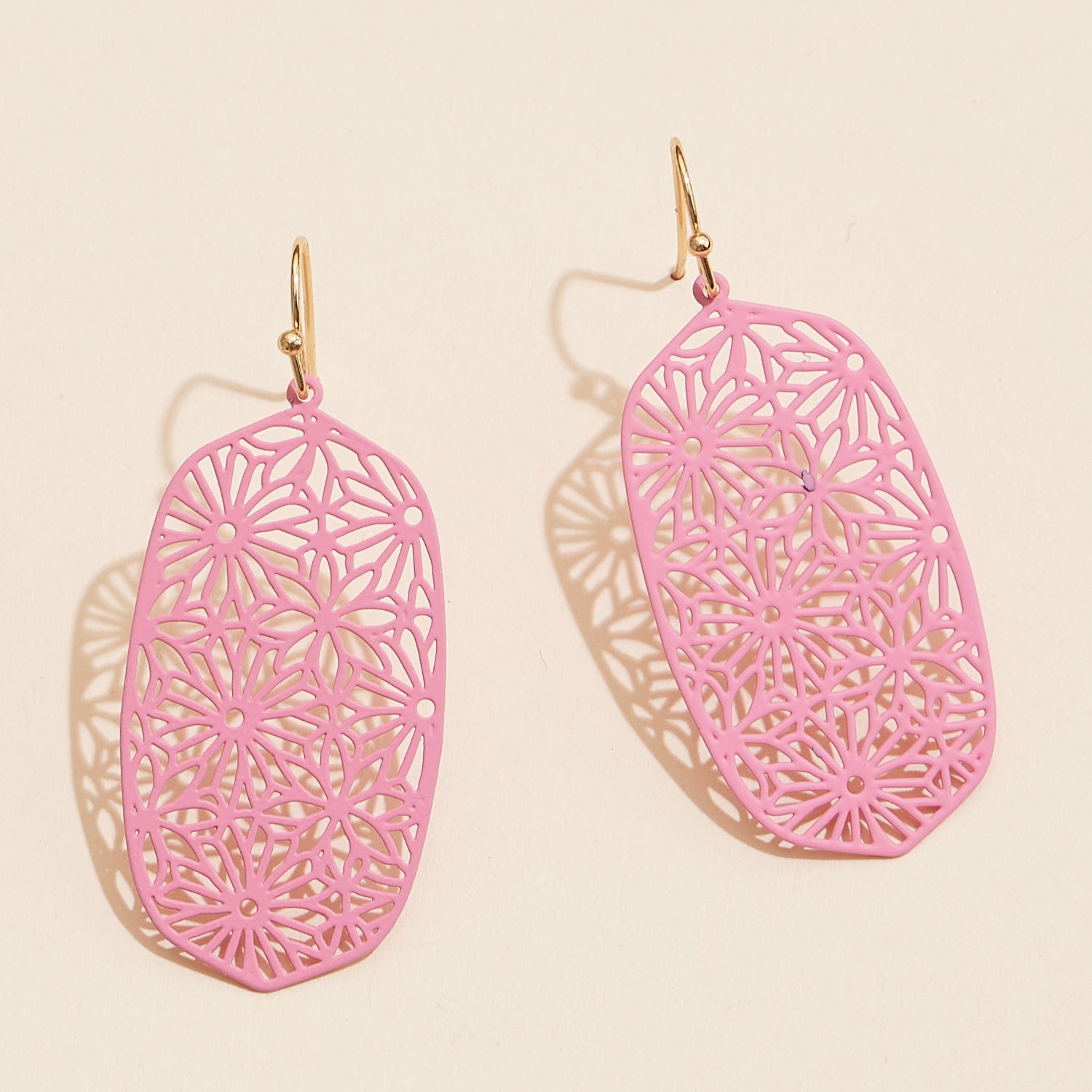 Vibrant Geometric Floral Pattern Filigree Earrings - Frem