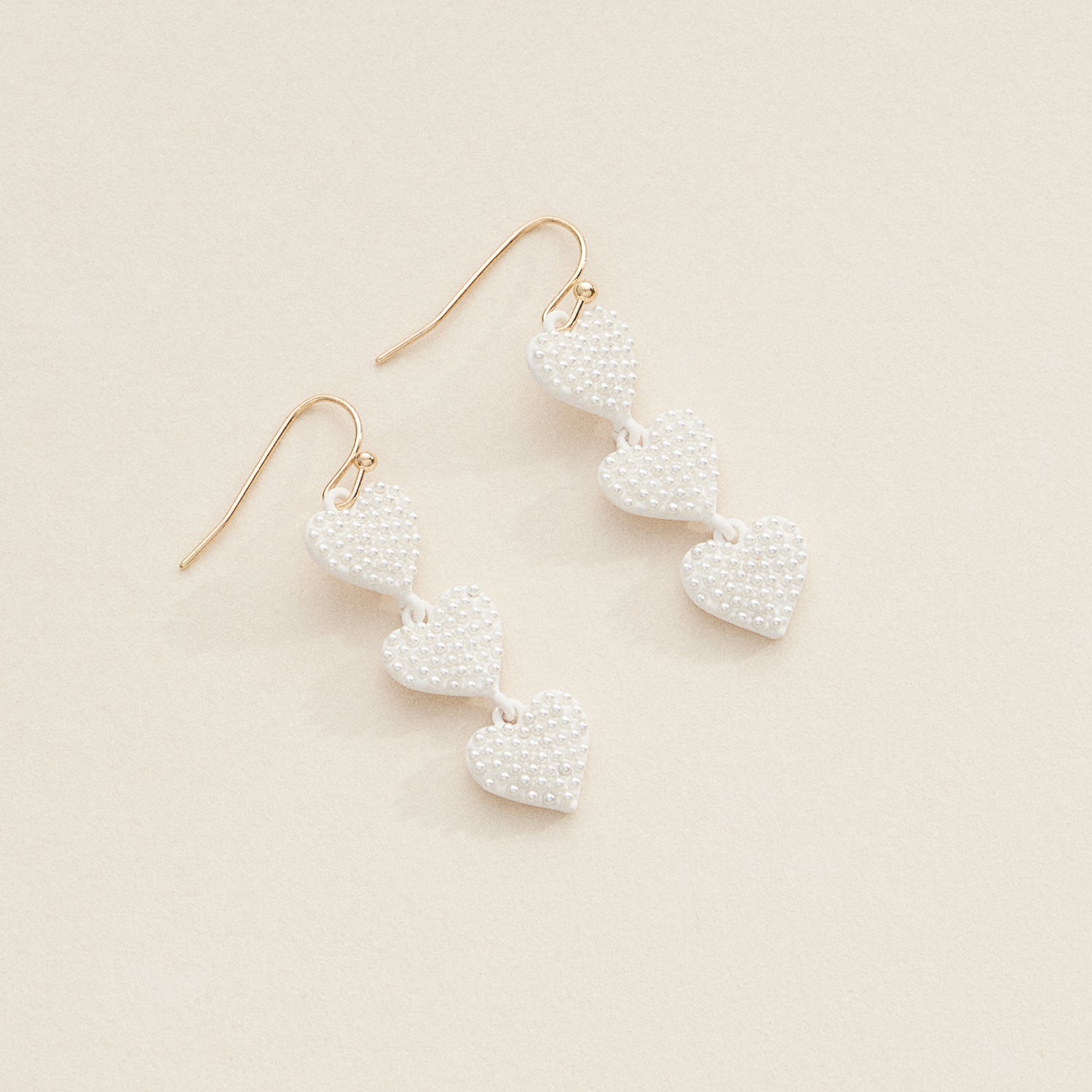 Triple Heart Drop Earrings with Sparkling Crystals in Vibrant Colors