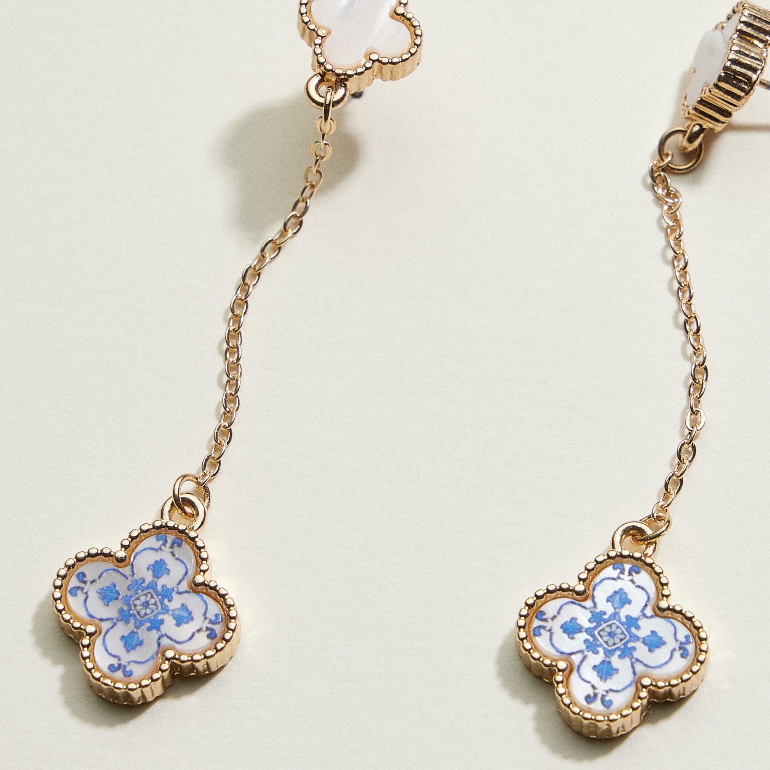 Pearl Floral Quatrefoil Drop Earrings | Porcelain-Inspired Jewelry