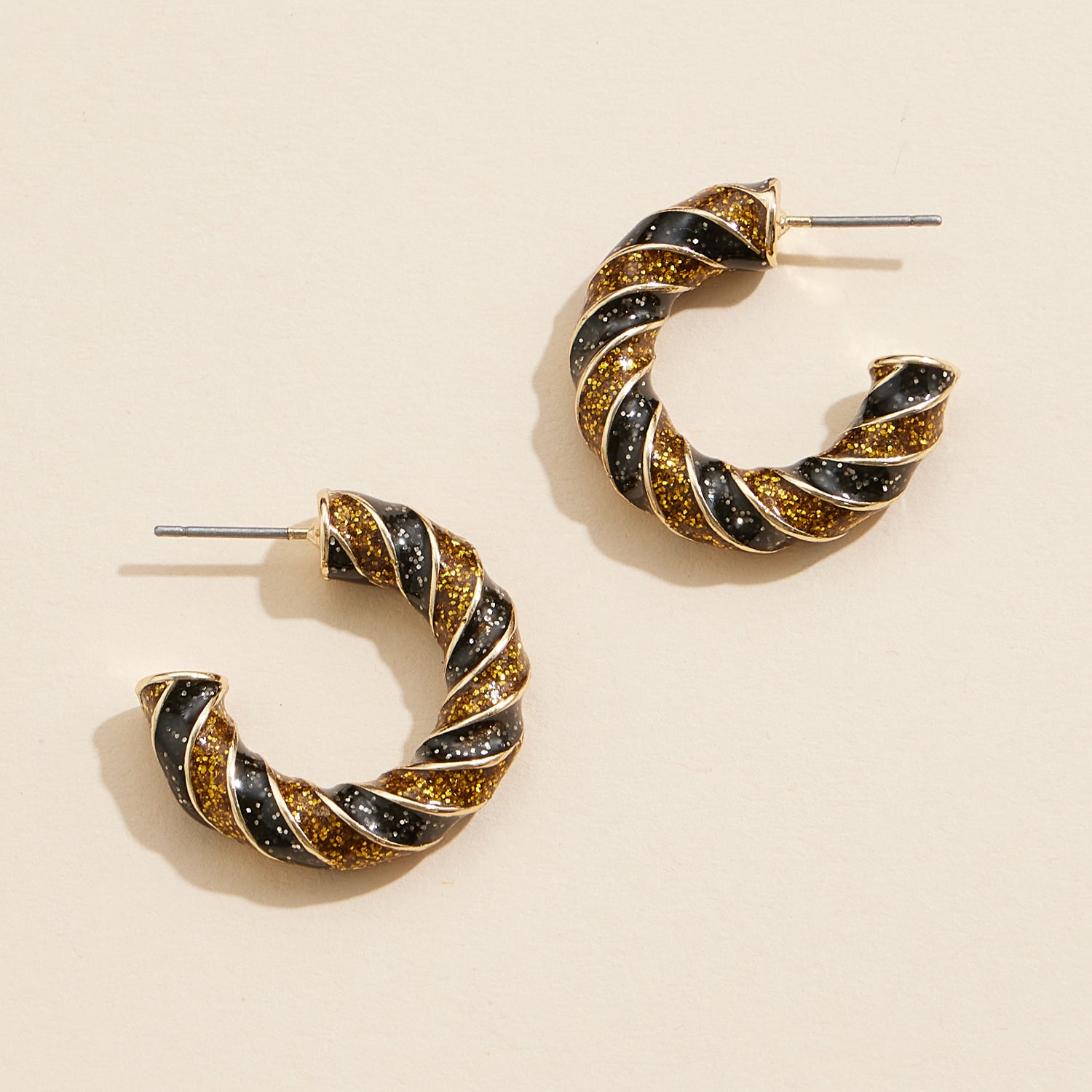 Elegant Swirl Glitter Hoop Earrings – Mardi Gras