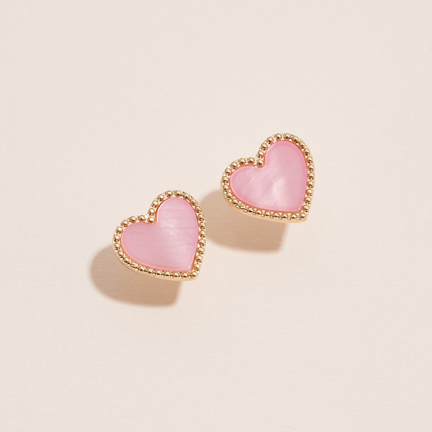 Gold Heart Stud Earrings with Colorful Enamel Finish
