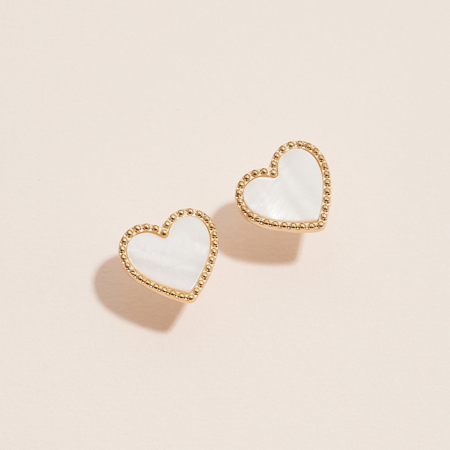 Gold Heart Stud Earrings with Colorful Enamel Finish