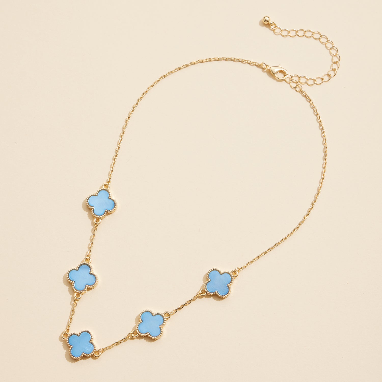 Shell Inlay Charm Necklace with Gold Chain