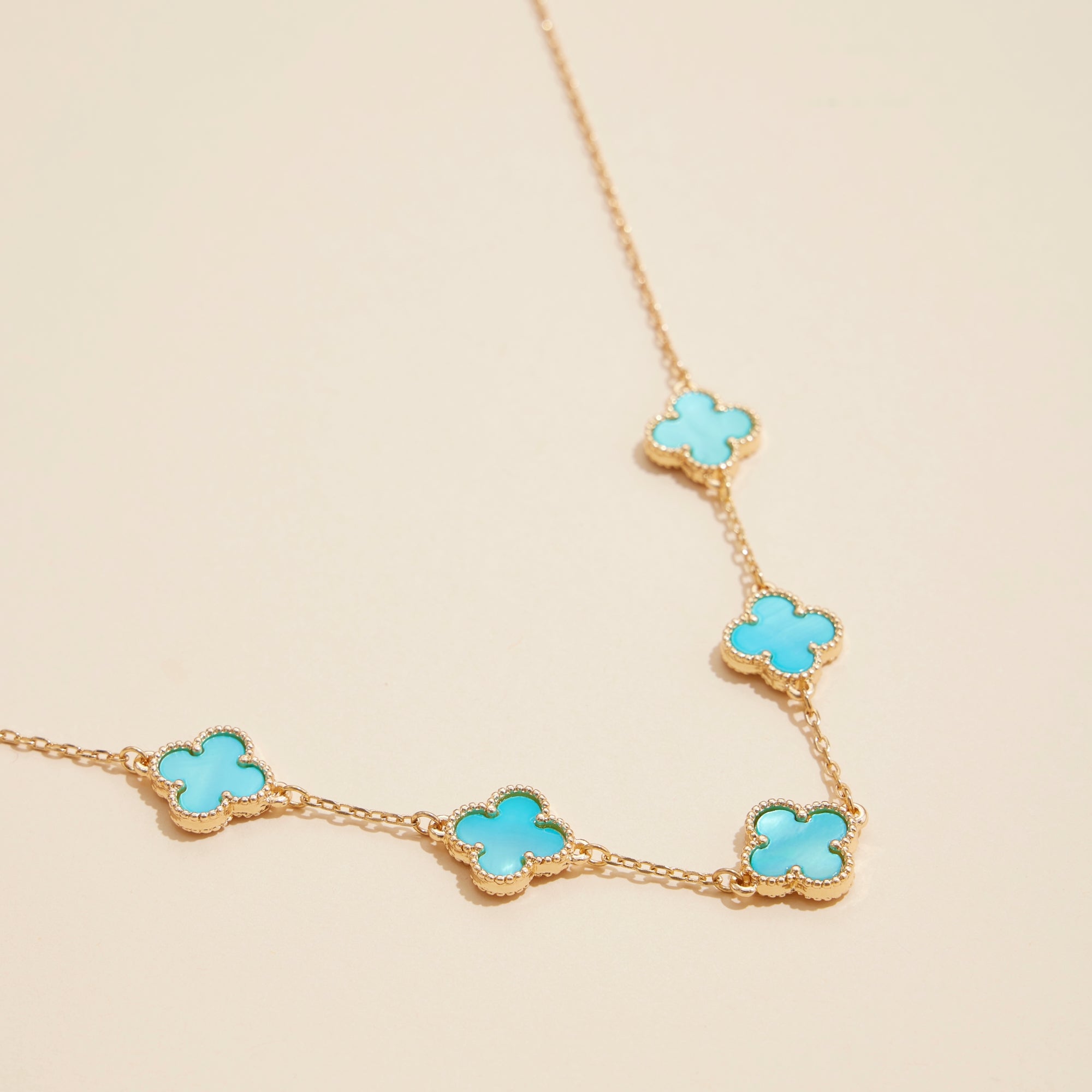 Shell Inlay Charm Necklace with Gold Chain