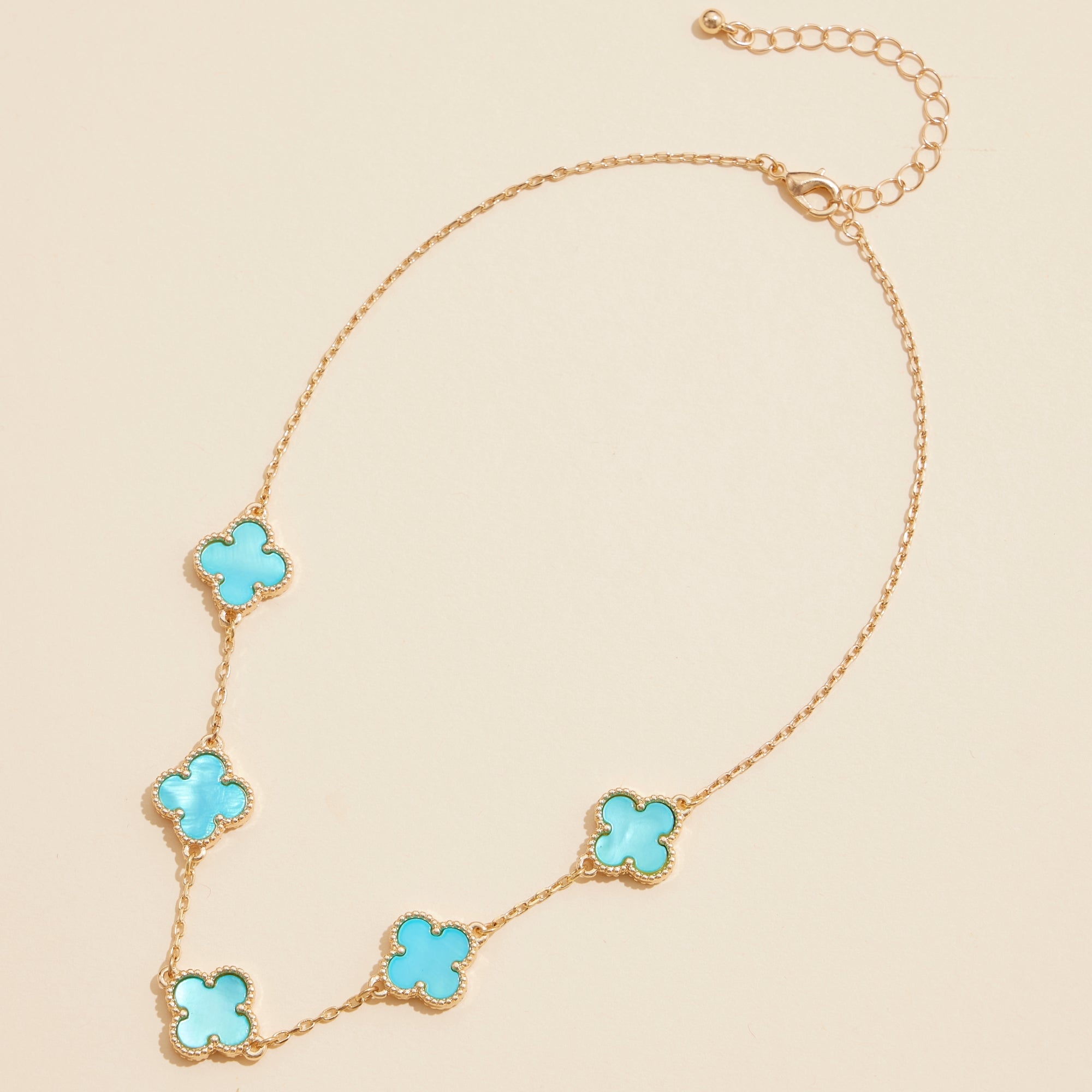Shell Inlay Charm Necklace with Gold Chain