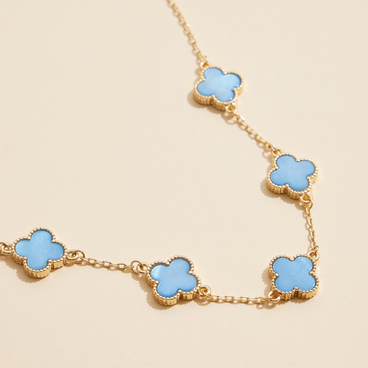Shell Inlay Charm Necklace with Gold Chain