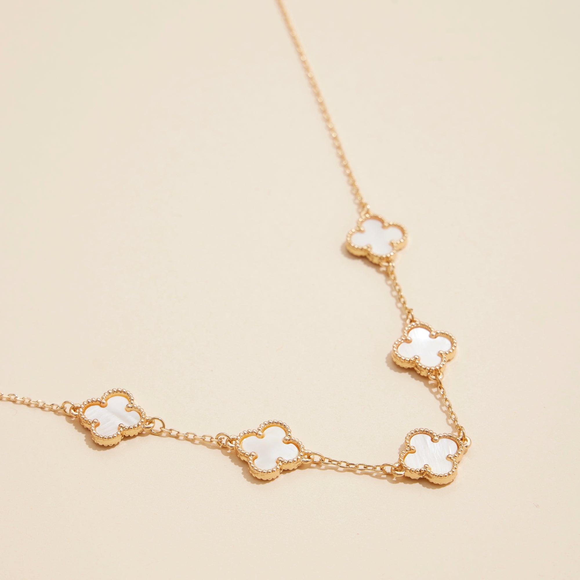 Shell Inlay Charm Necklace with Gold Chain