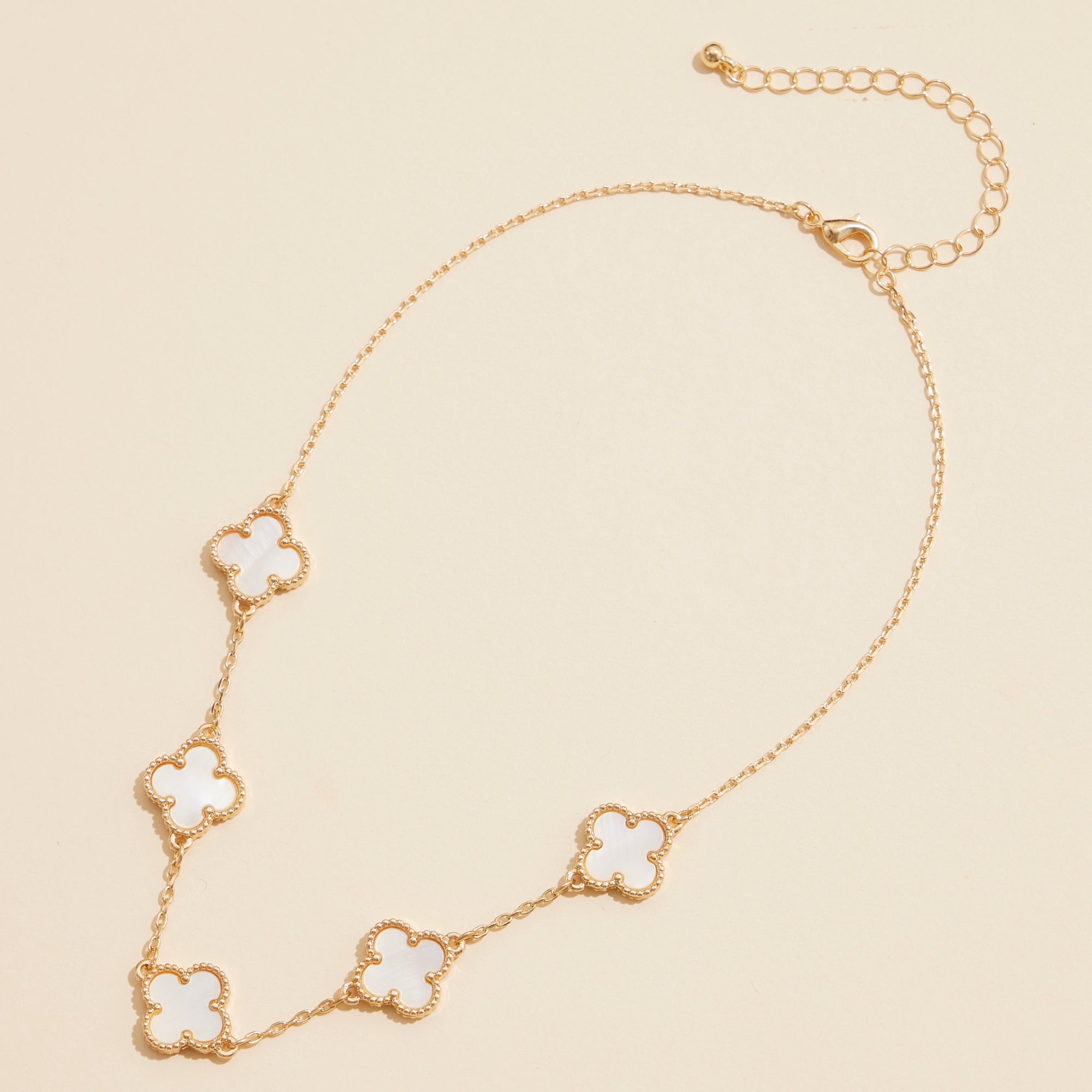 Shell Inlay Charm Necklace with Gold Chain