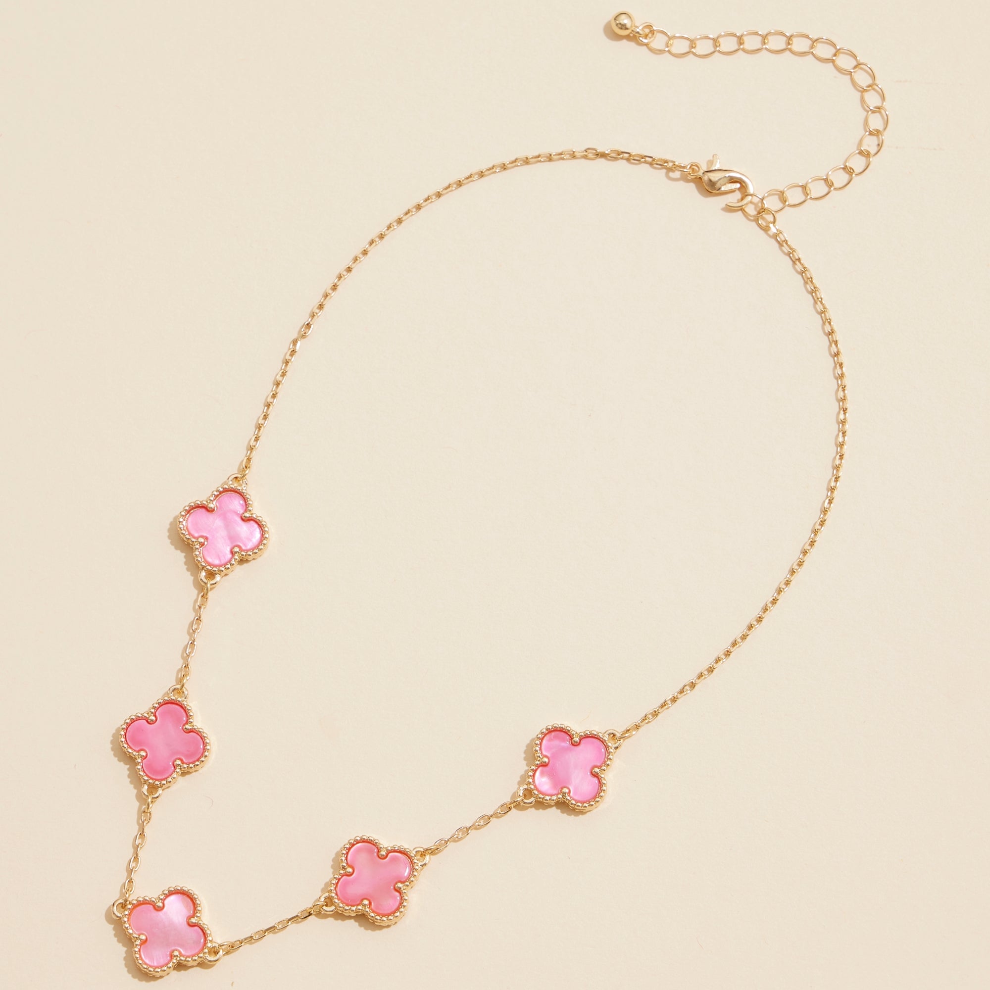 Shell Inlay Charm Necklace with Gold Chain