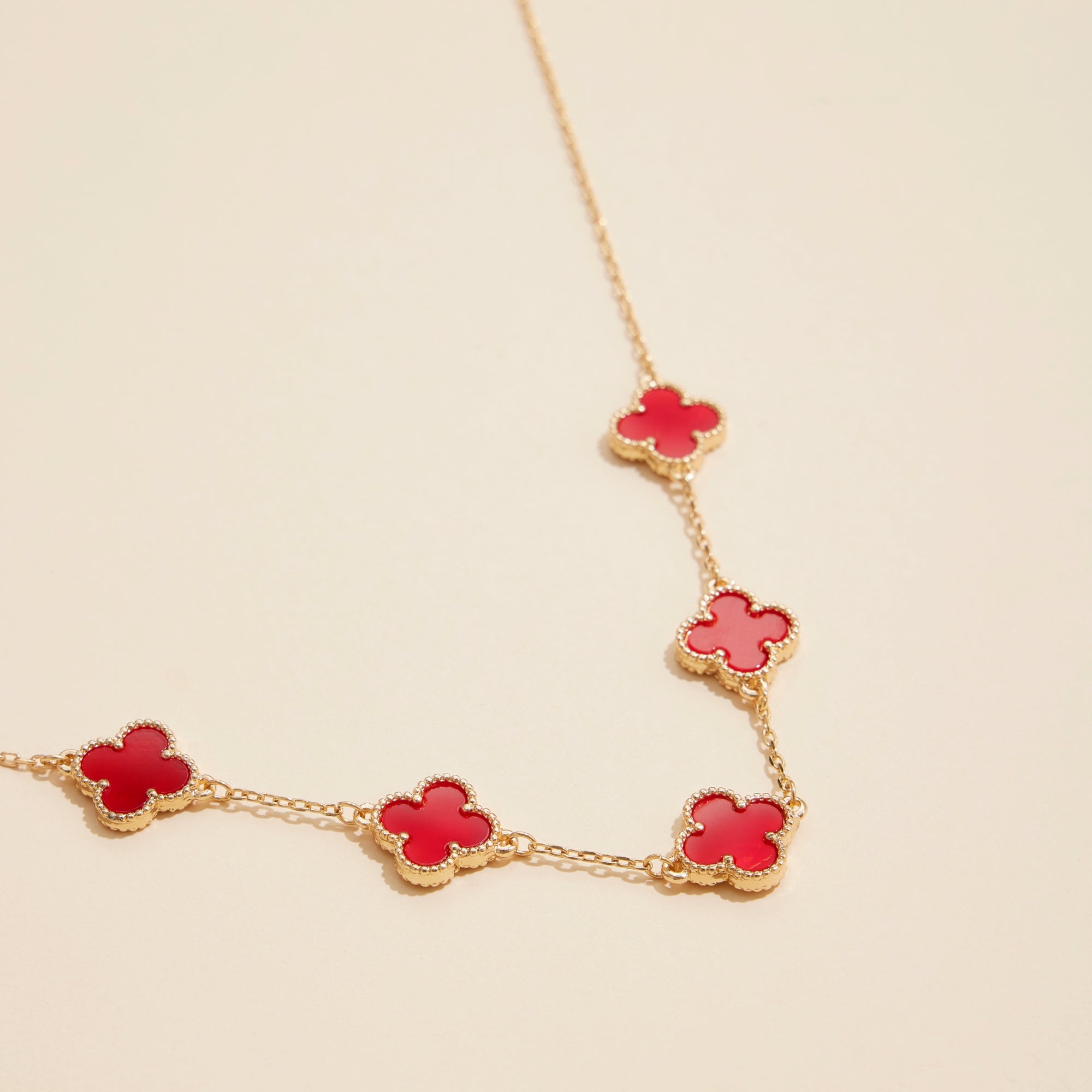 Shell Inlay Charm Necklace with Gold Chain