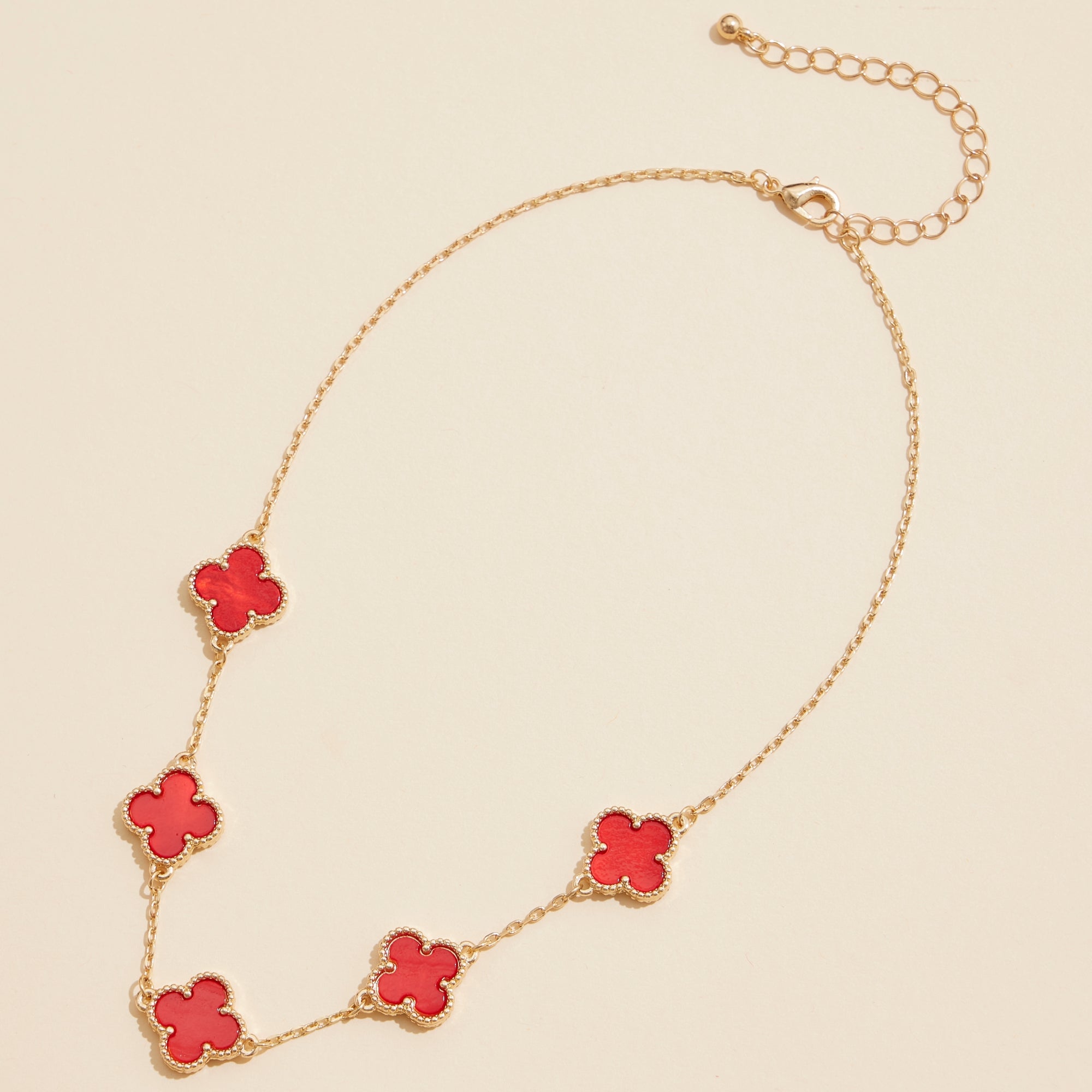 Shell Inlay Charm Necklace with Gold Chain