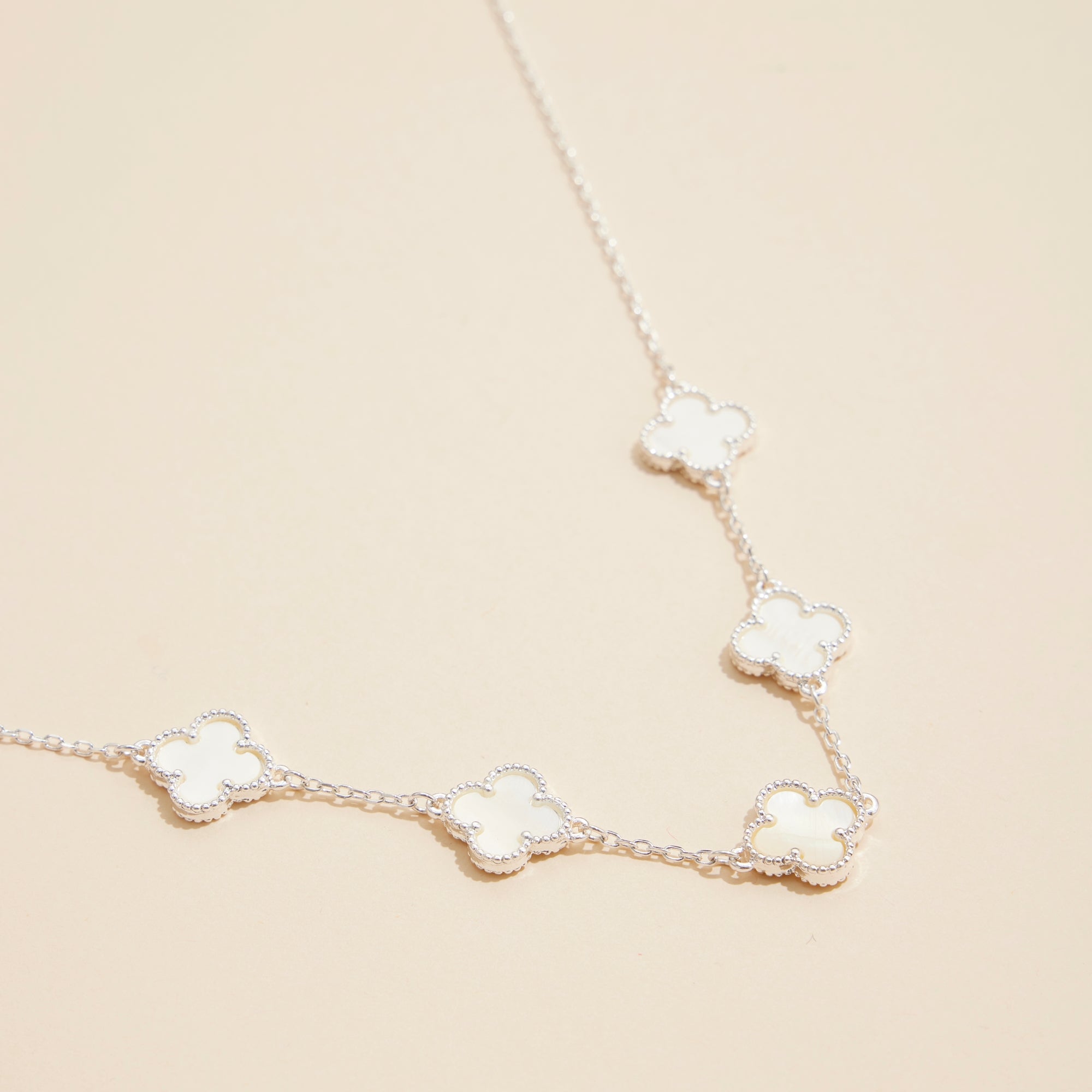 Shell Inlay Charm Necklace with Gold Chain