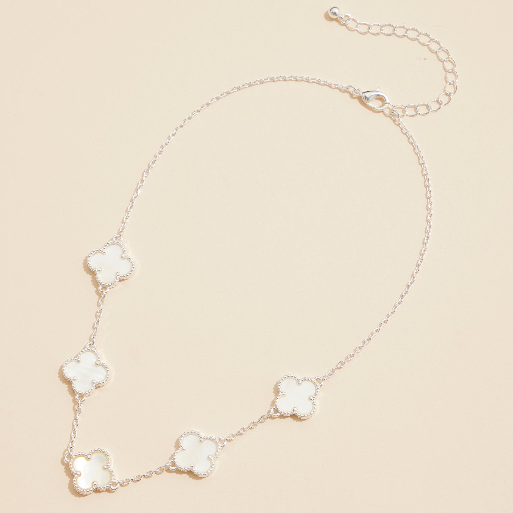 Shell Inlay Charm Necklace with Gold Chain