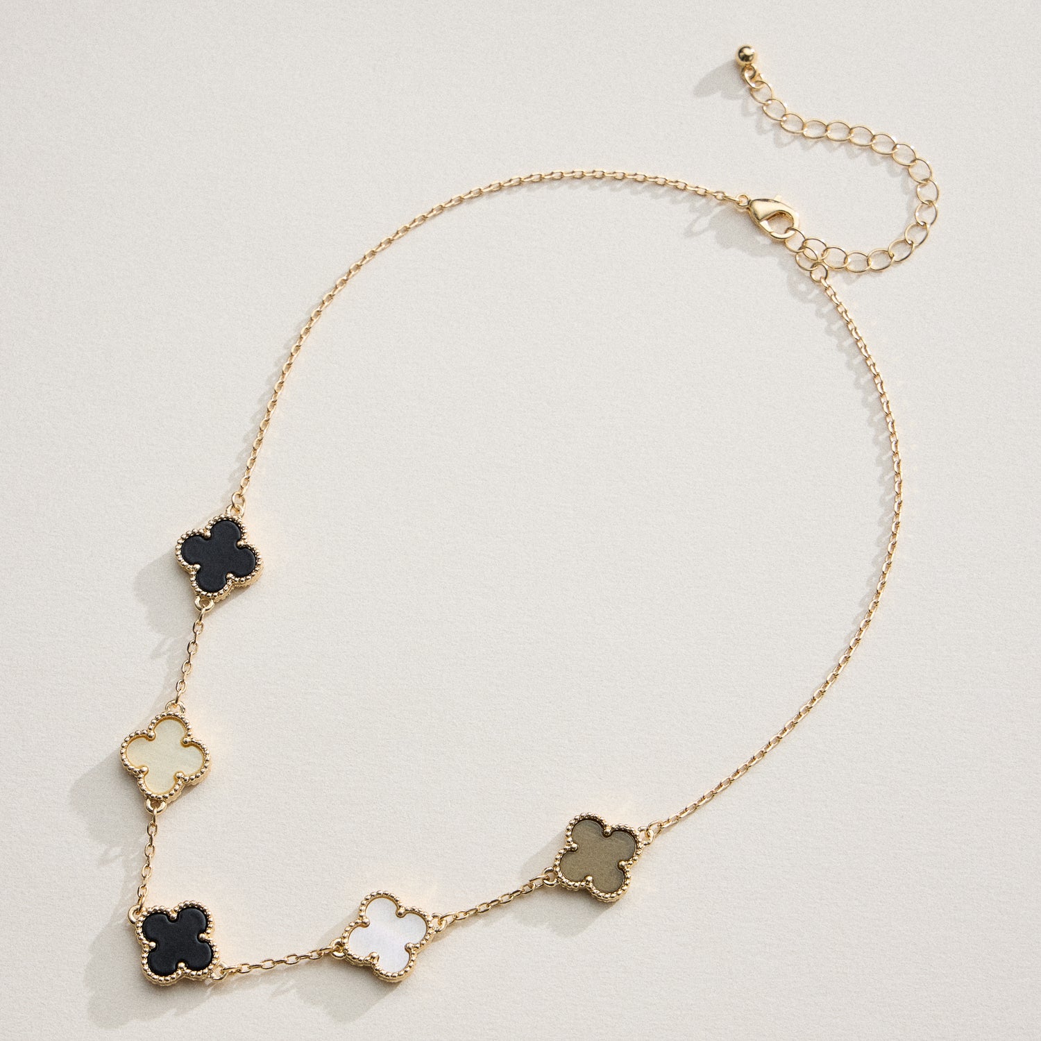 Shell Inlay Charm Necklace with Gold Chain