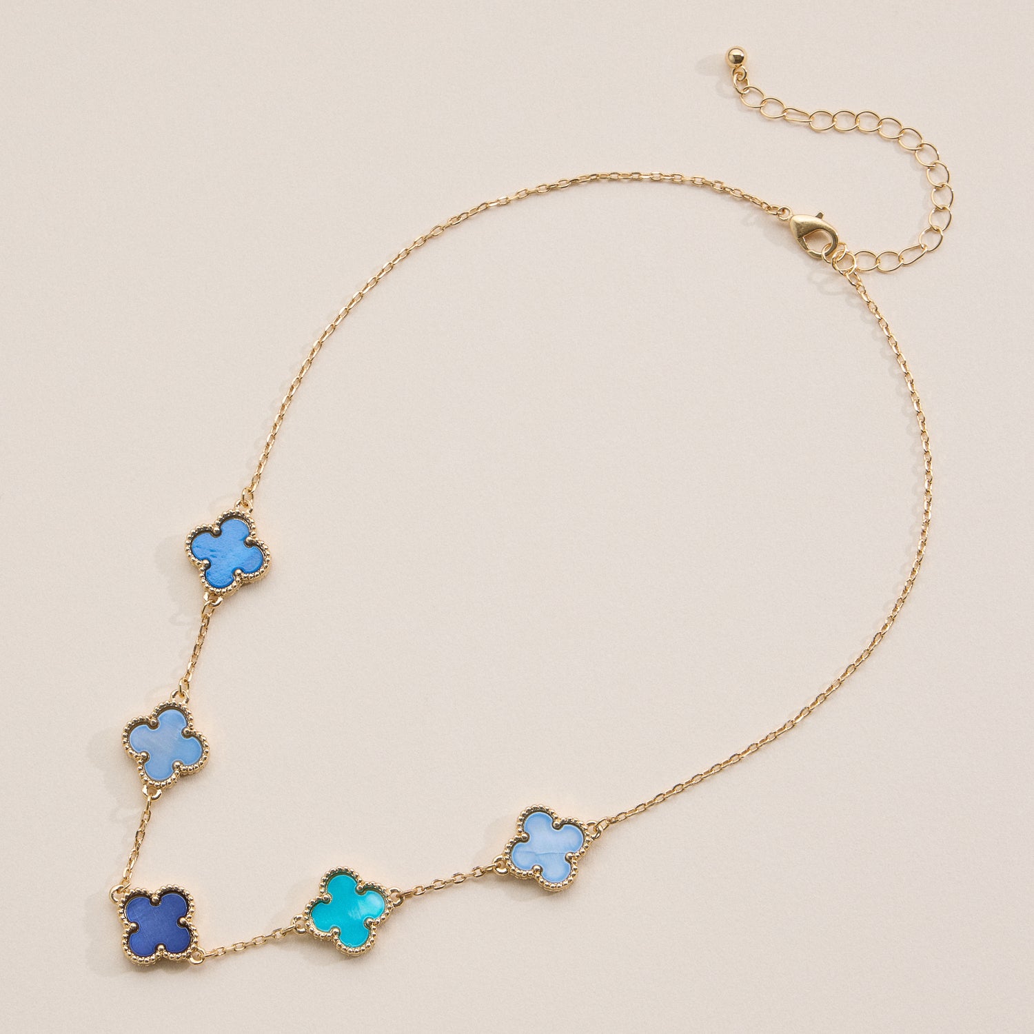 Shell Inlay Charm Necklace with Gold Chain