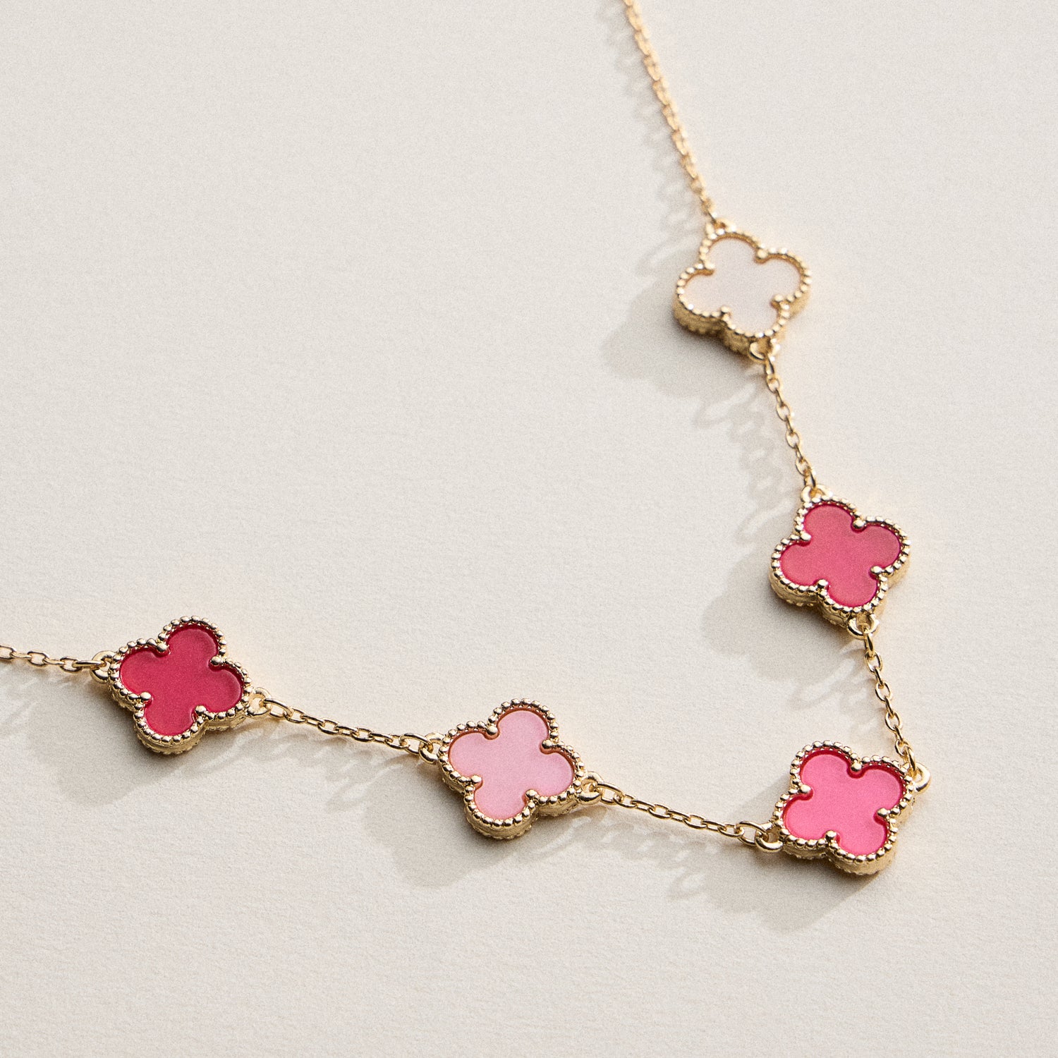 Shell Inlay Charm Necklace with Gold Chain