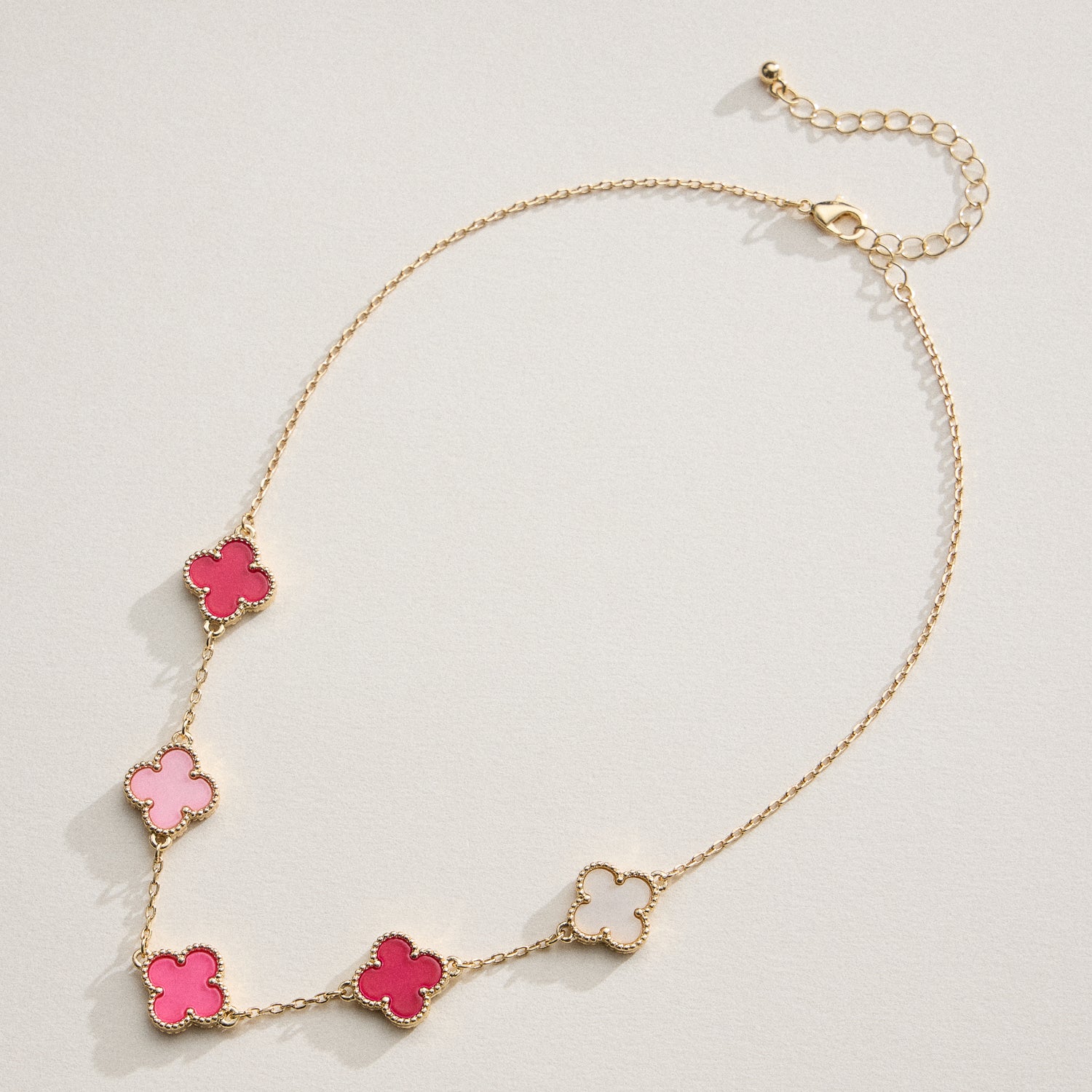 Shell Inlay Charm Necklace with Gold Chain