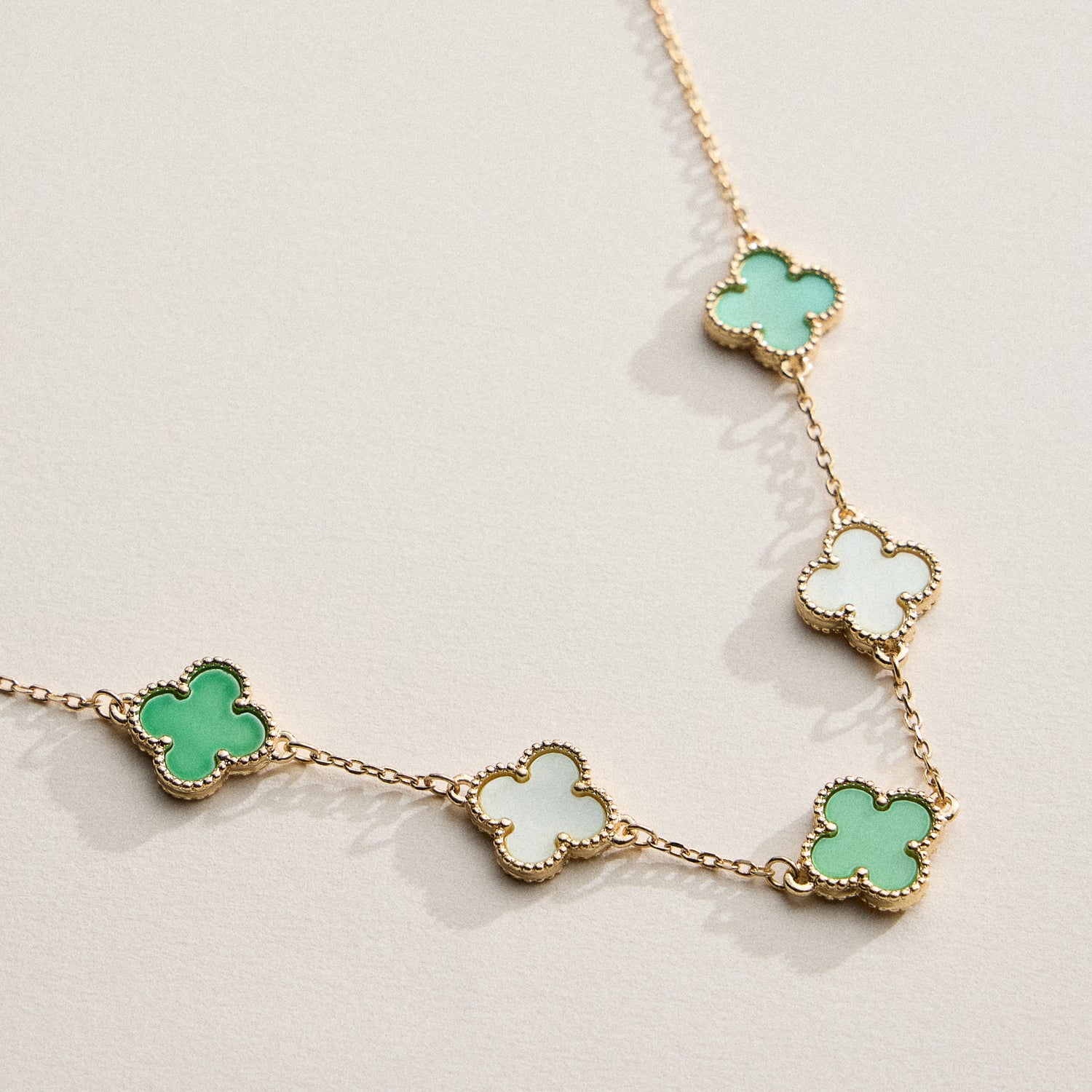 Shell Inlay Charm Necklace with Gold Chain