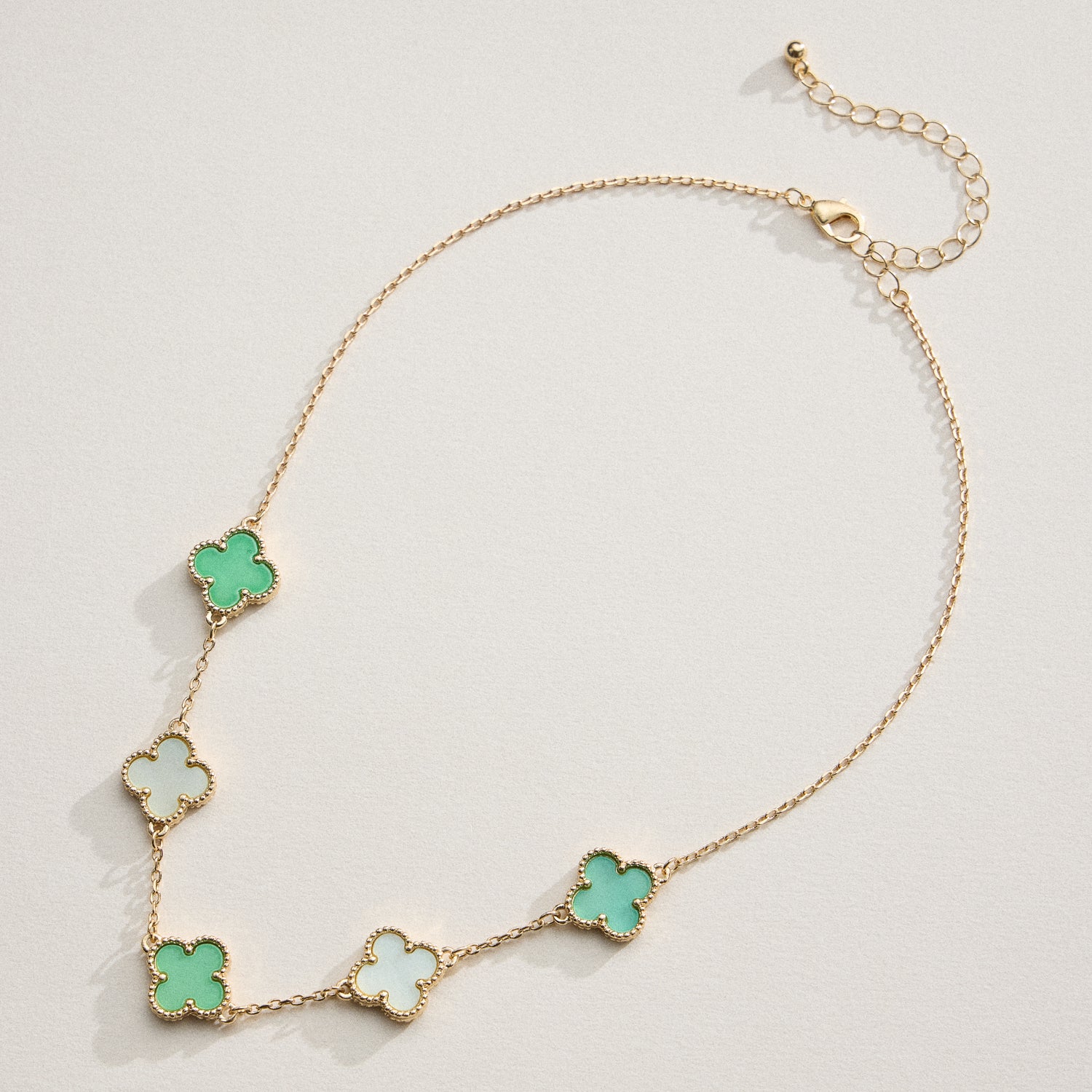Shell Inlay Charm Necklace with Gold Chain