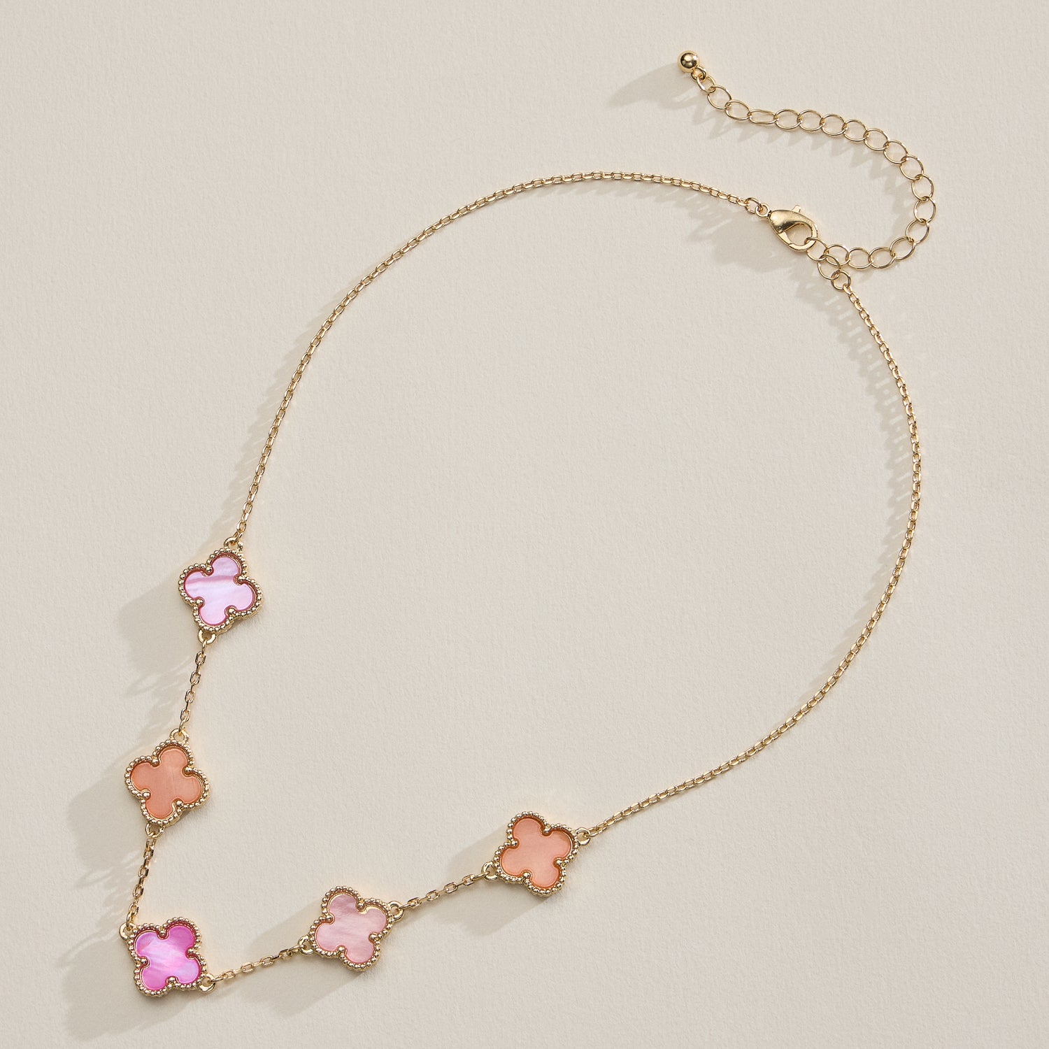 Shell Inlay Charm Necklace with Gold Chain