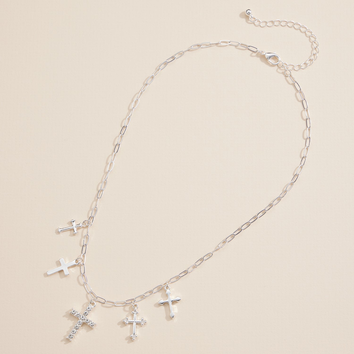 Crystal-Accented Cross Charm Necklace