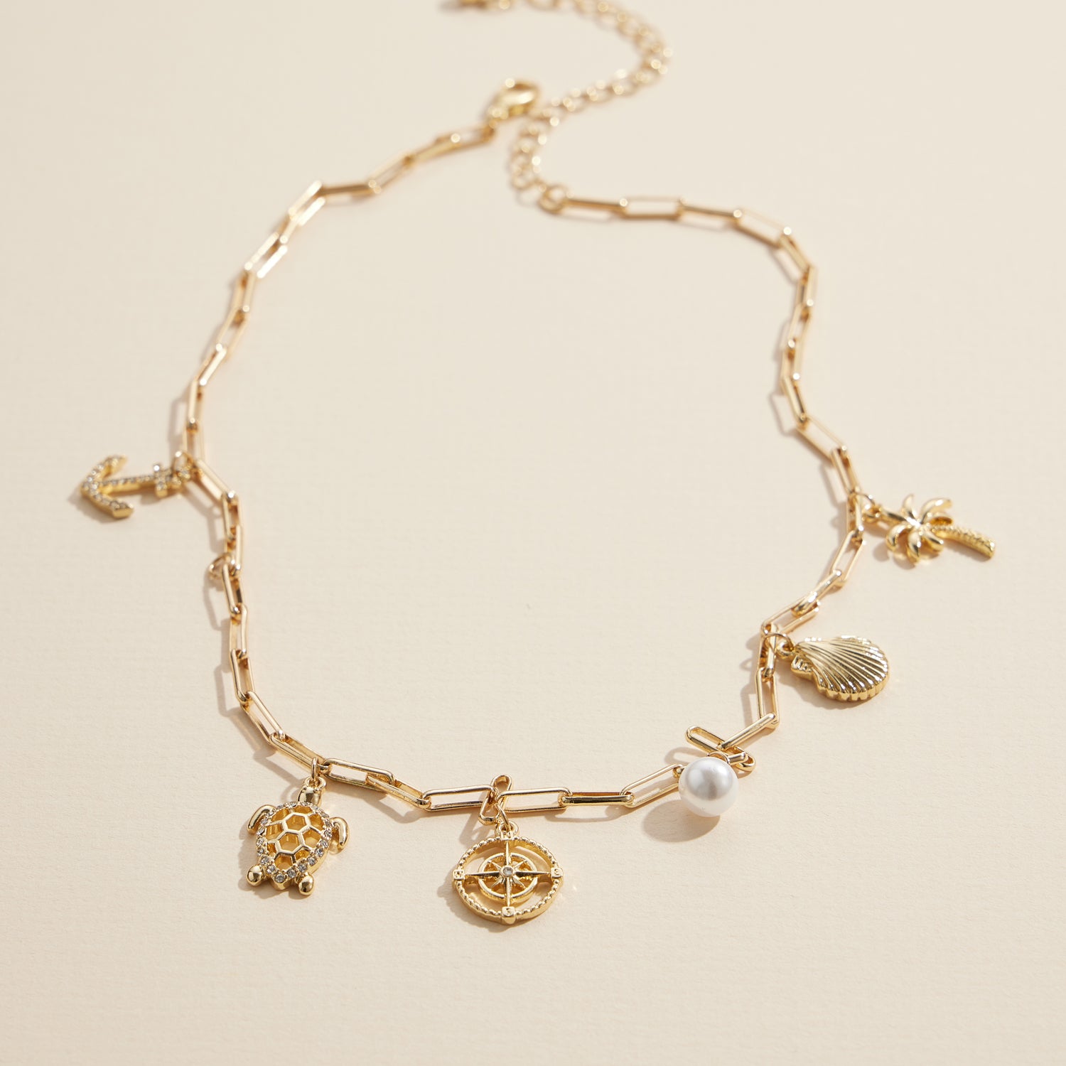 Nautical Charm Necklace with Beach-Inspired Accents