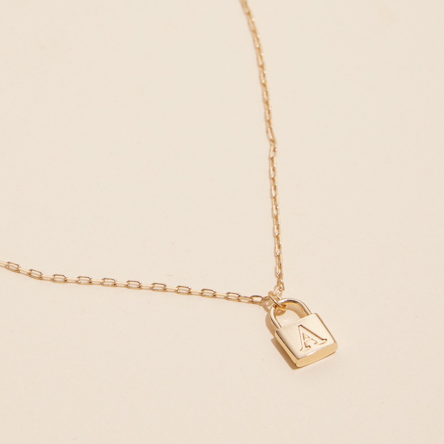 Chic Gold Initial Lock Pendant Necklace