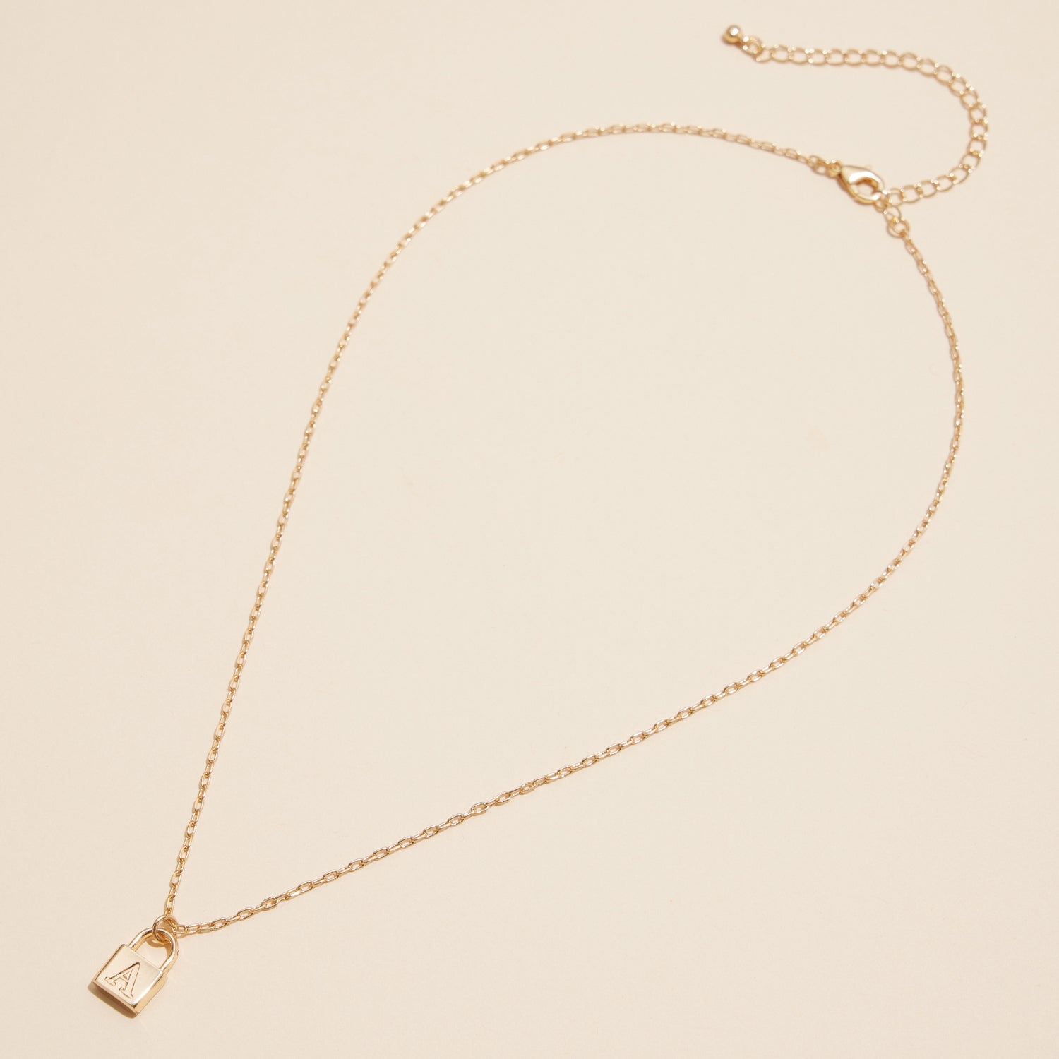 Chic Gold Initial Lock Pendant Necklace