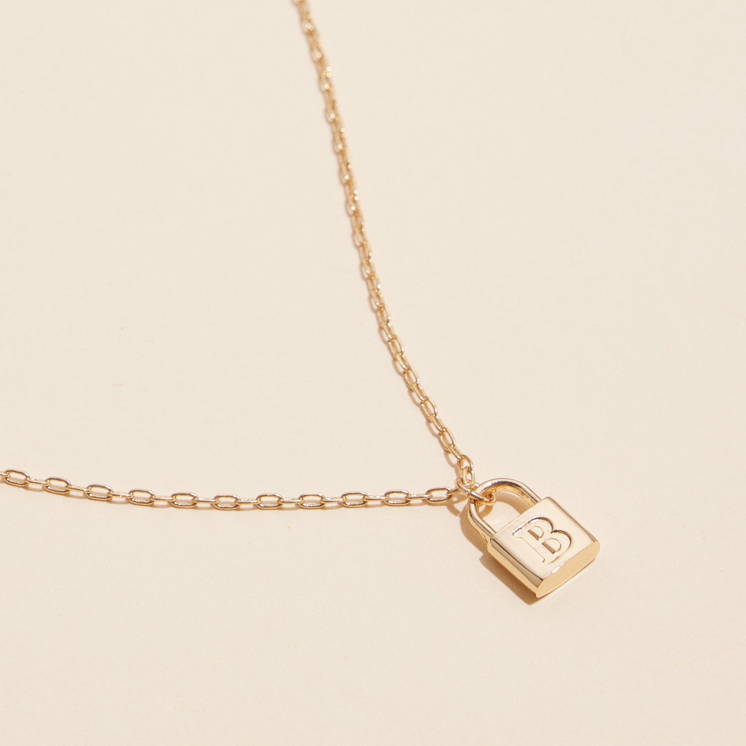 Chic Gold Initial Lock Pendant Necklace